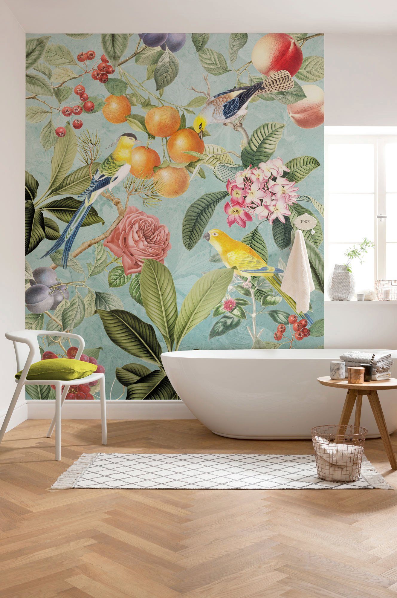 Komar Vliesbehang Digitale print vlies - Birds and Berries - Afmeting 200 x 250 cm (1 stuk)
