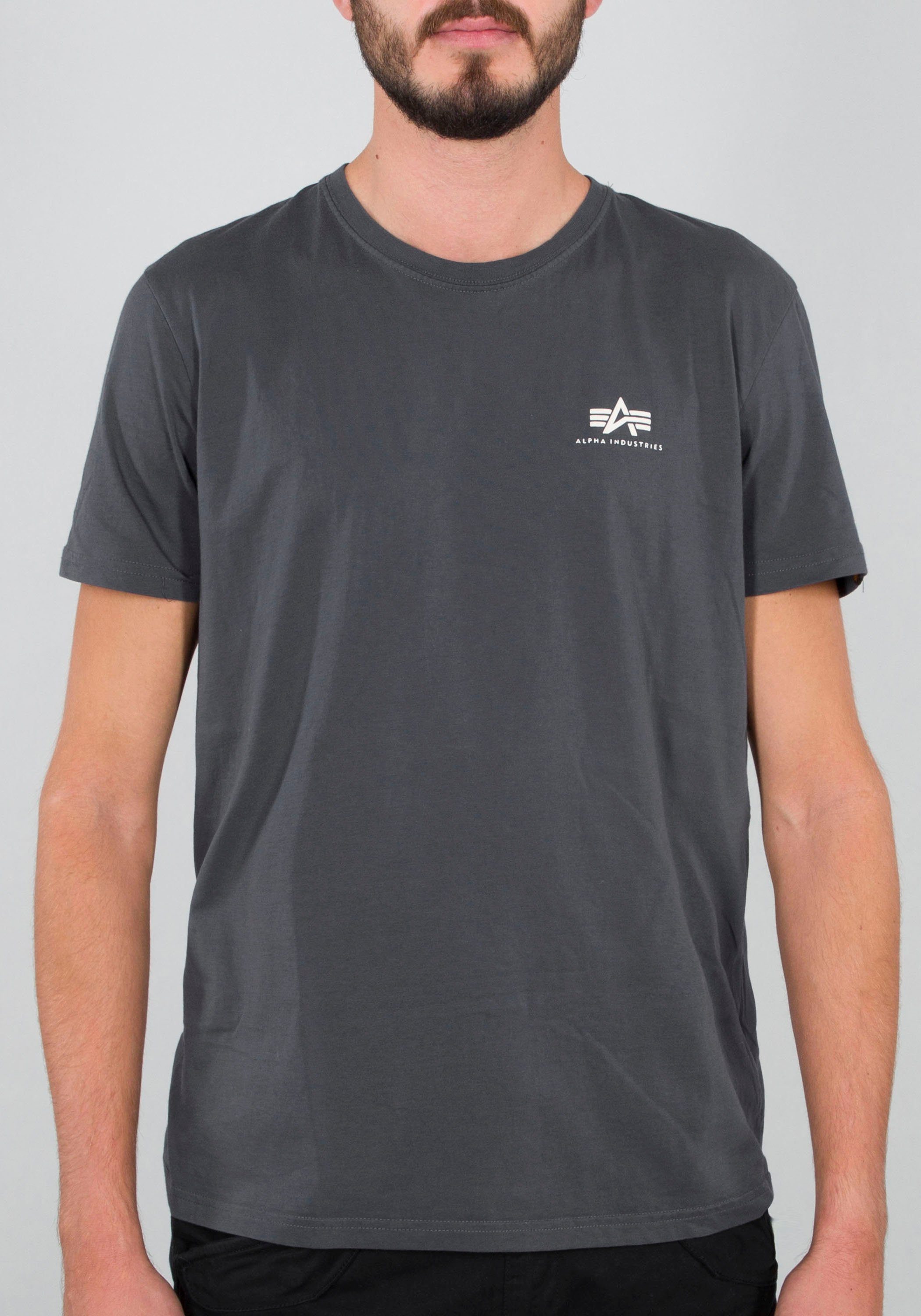 Alpha Industries Shirt met ronde hals BASIC T SMALL LOGO heren ronde hals maat S grijs