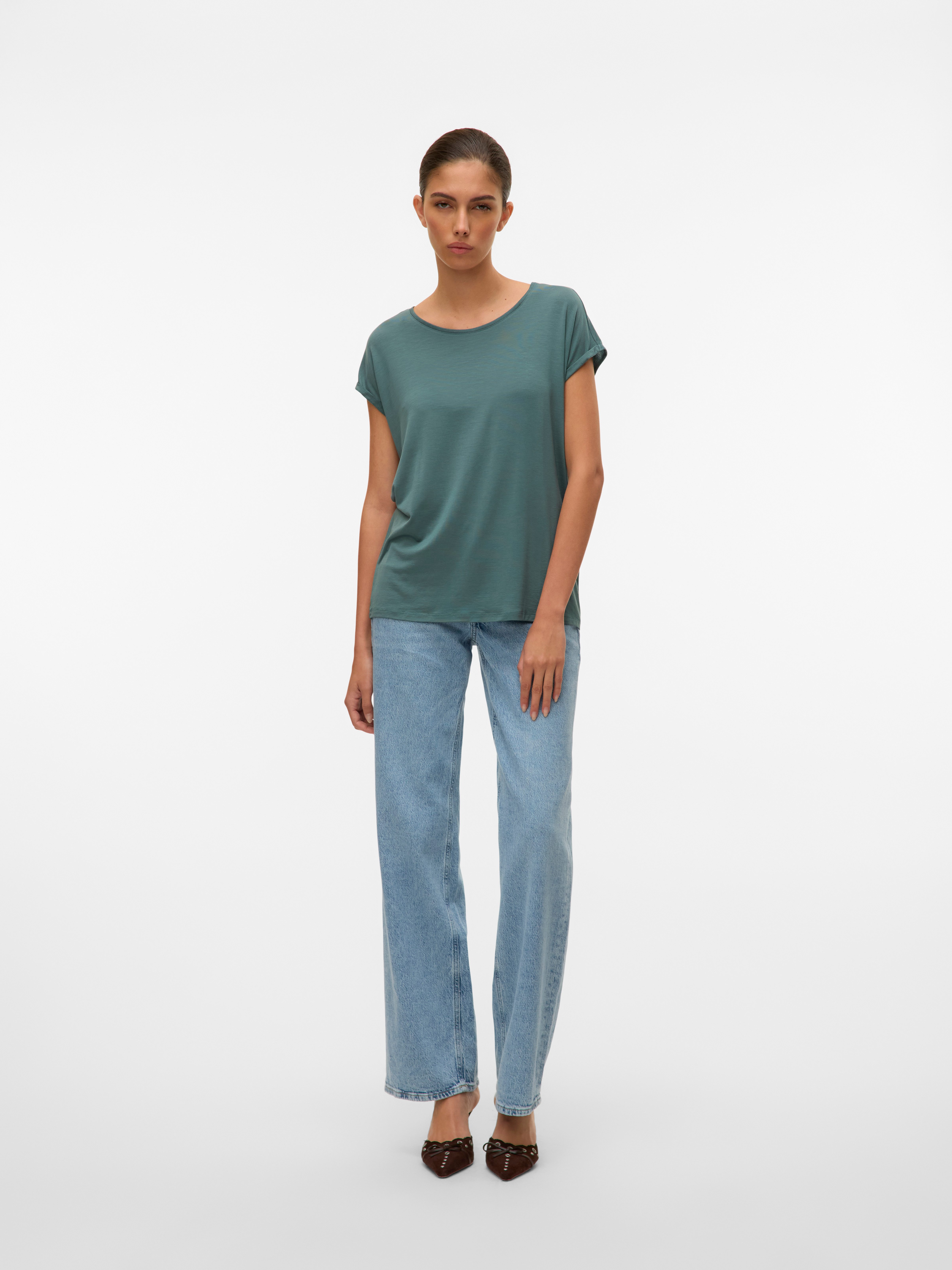 Vero Moda Shirt met ronde hals VMAVA PLAIN SS TOP GAJRS NOOS