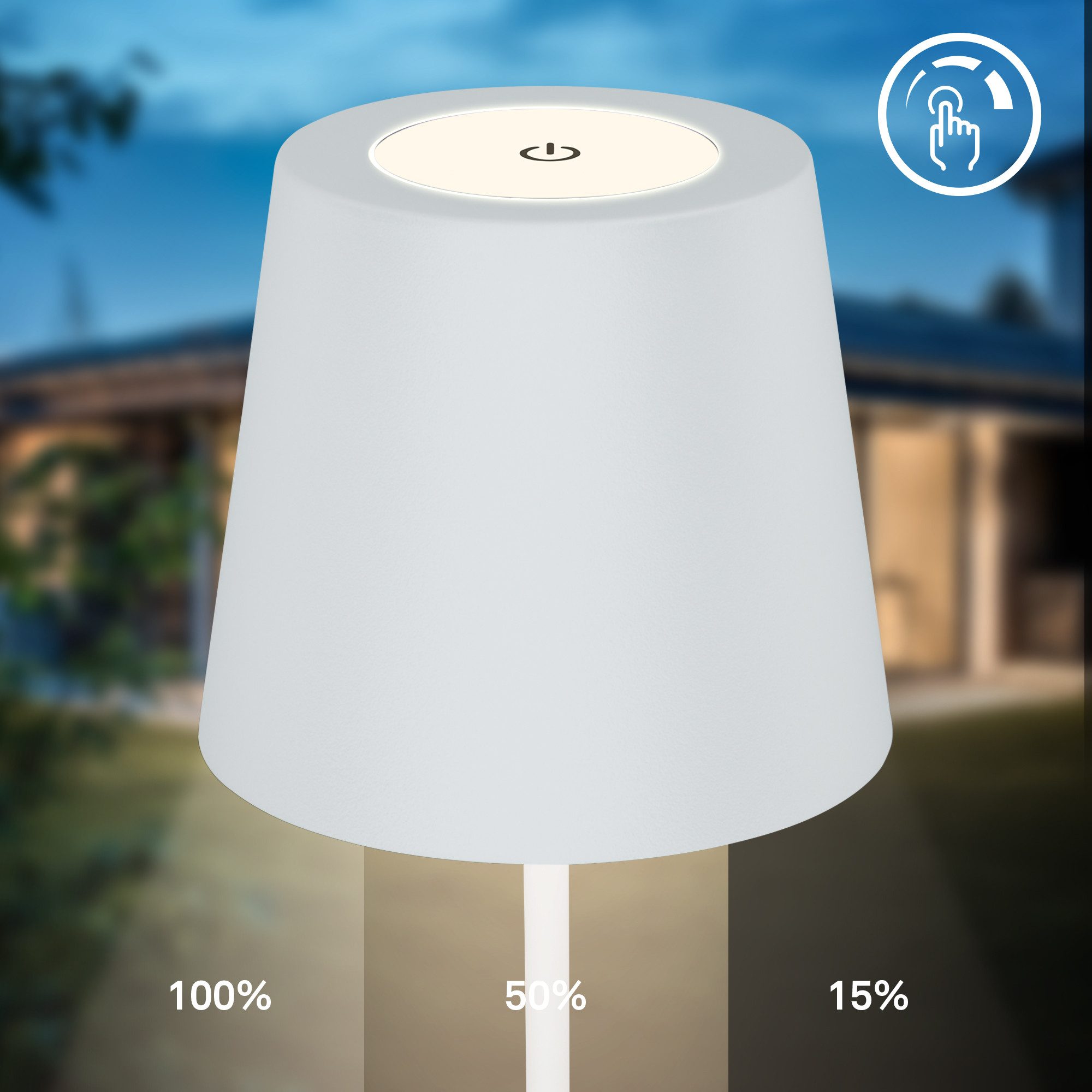 B.K.Licht Tafellamp voor buiten BK_TL1594 Accu LED tafellamp, 3-niveau touchdimmer, met USB 2.700 k, 200 lm, 2,5w, ip44, 12h brandduur, 36 x 10,5 cm, wit (1 stuk)