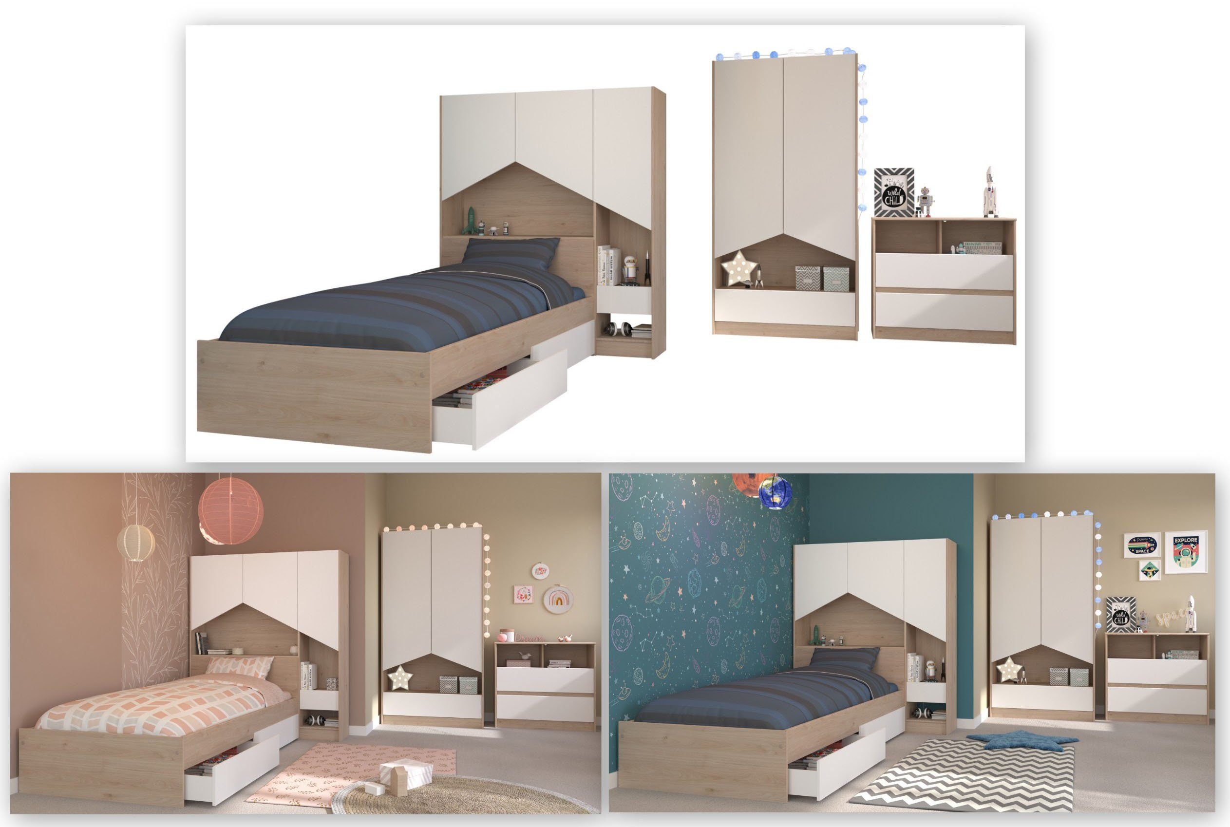 Parisot Tienerkamerset (set, 5-delig) complete kinderkamers beige