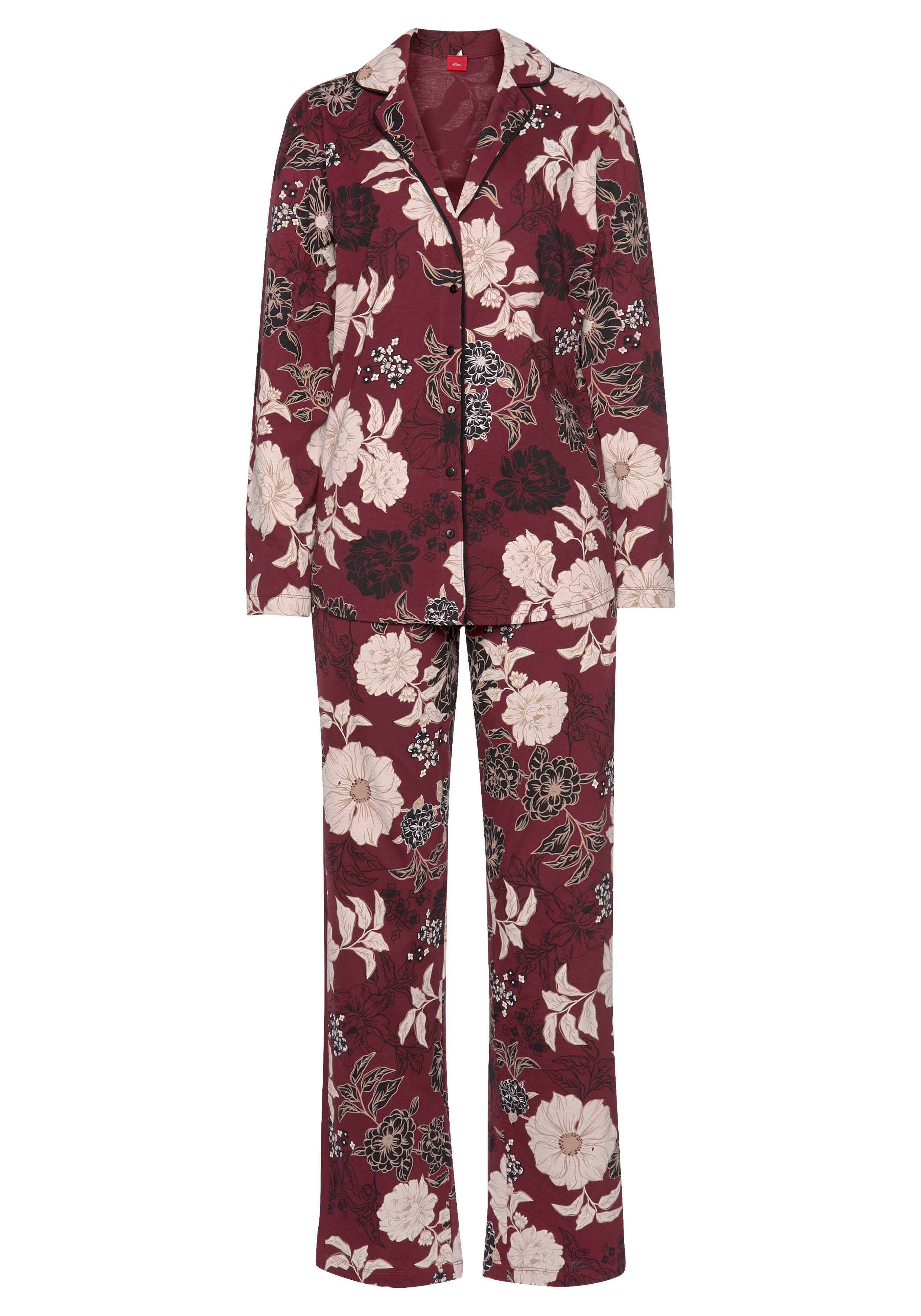 s.Oliver RED LABEL Beachwear Pyjama in klassiek model met bloemmotief (2-delig, 1 stuk)