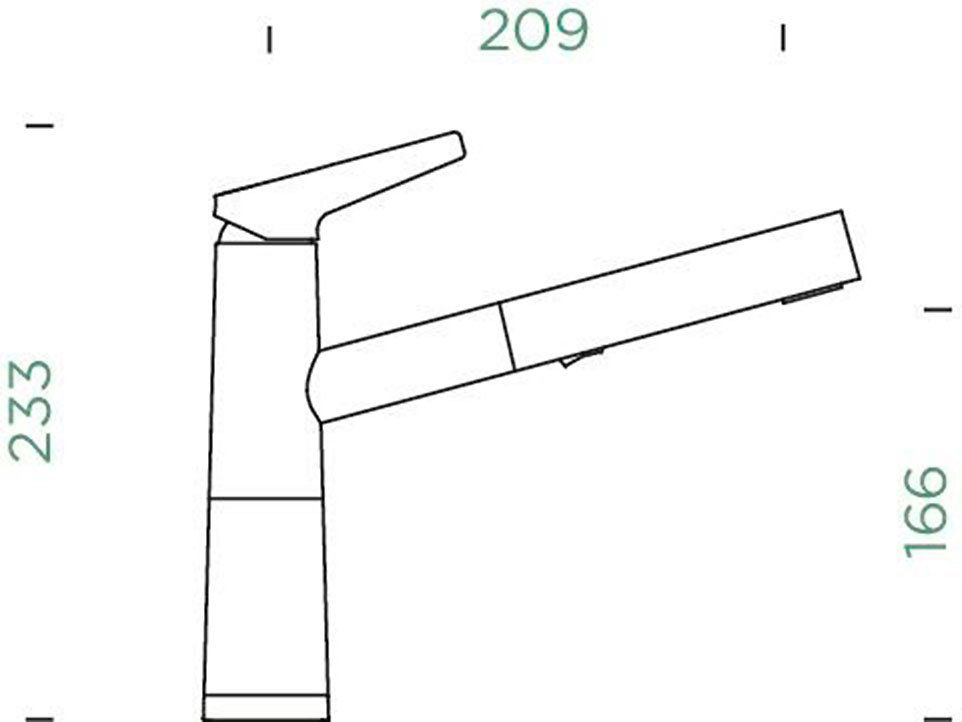 Schock Keukenkraan SC-510 SB uitschuifbaar, straal-douche, terugstroombegrenzer, draaibereik 120°
