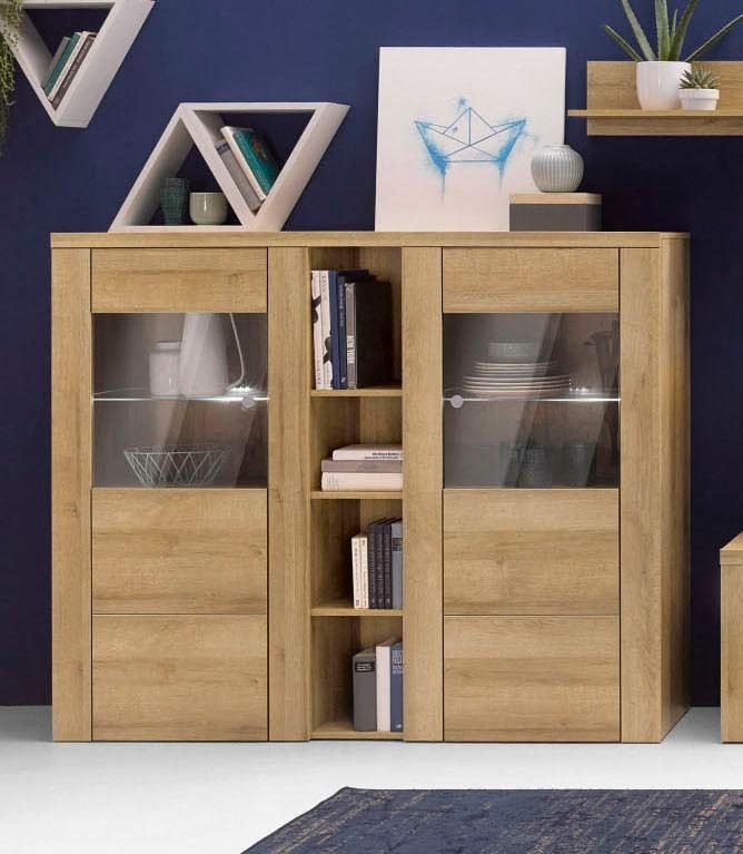 Home affaire Highboard Larona, tijdloze hoge commode met 2 deuren, deurkast, hoogte 129,5 cm,