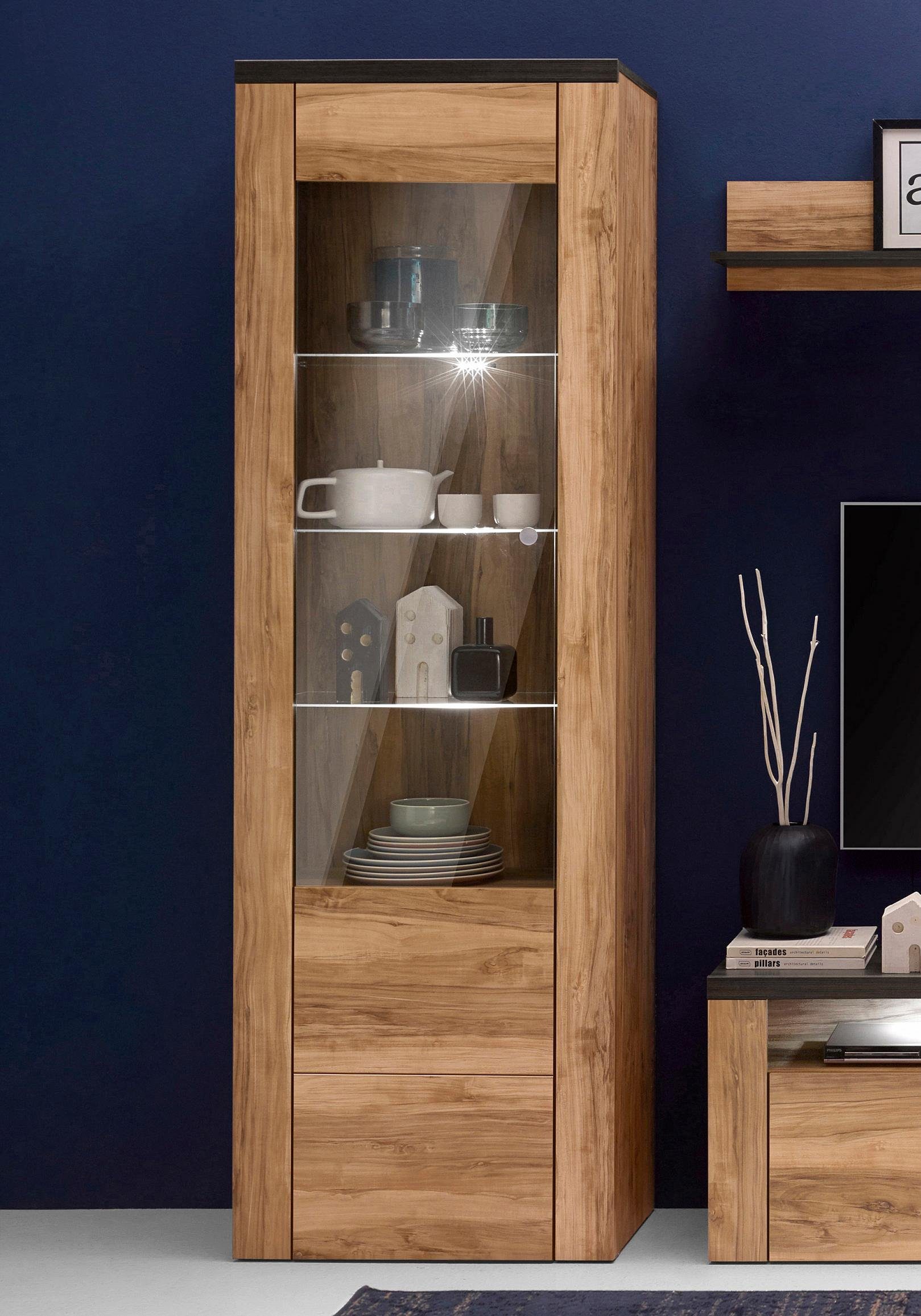 Home affaire Vitrinekast Larona, tijdloze glazen vitrine, hoge kast hoogte 205,6 cm