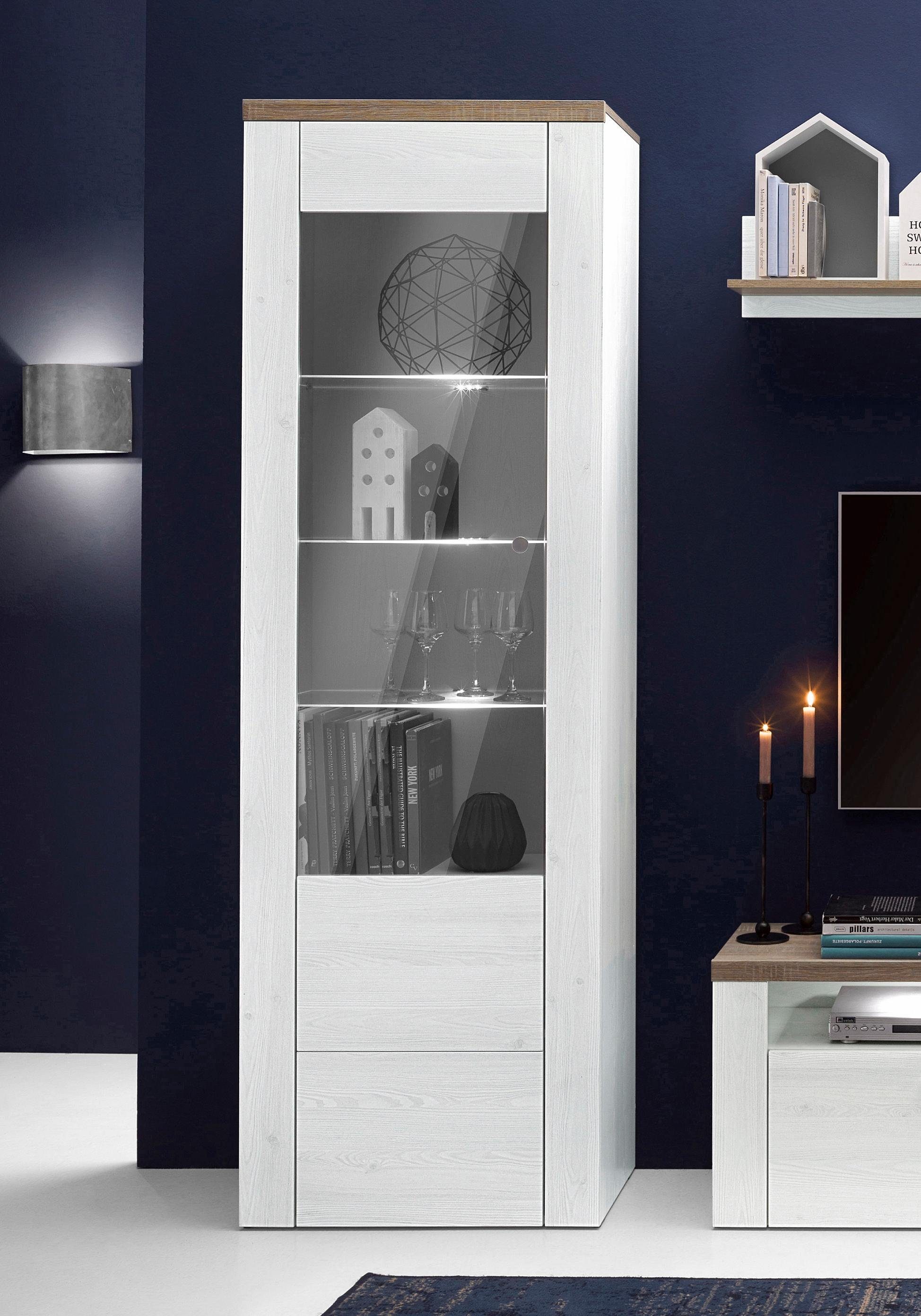 Home affaire Vitrinekast Larona, tijdloze glazen vitrine, hoge kast hoogte 205,6 cm