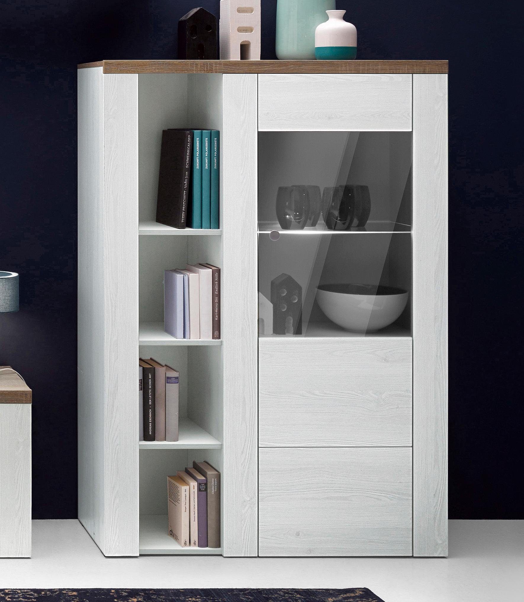 Home affaire Vitrinekast Larona, tijdloze glazen vitrine, hoge kast hoogte 145 cm