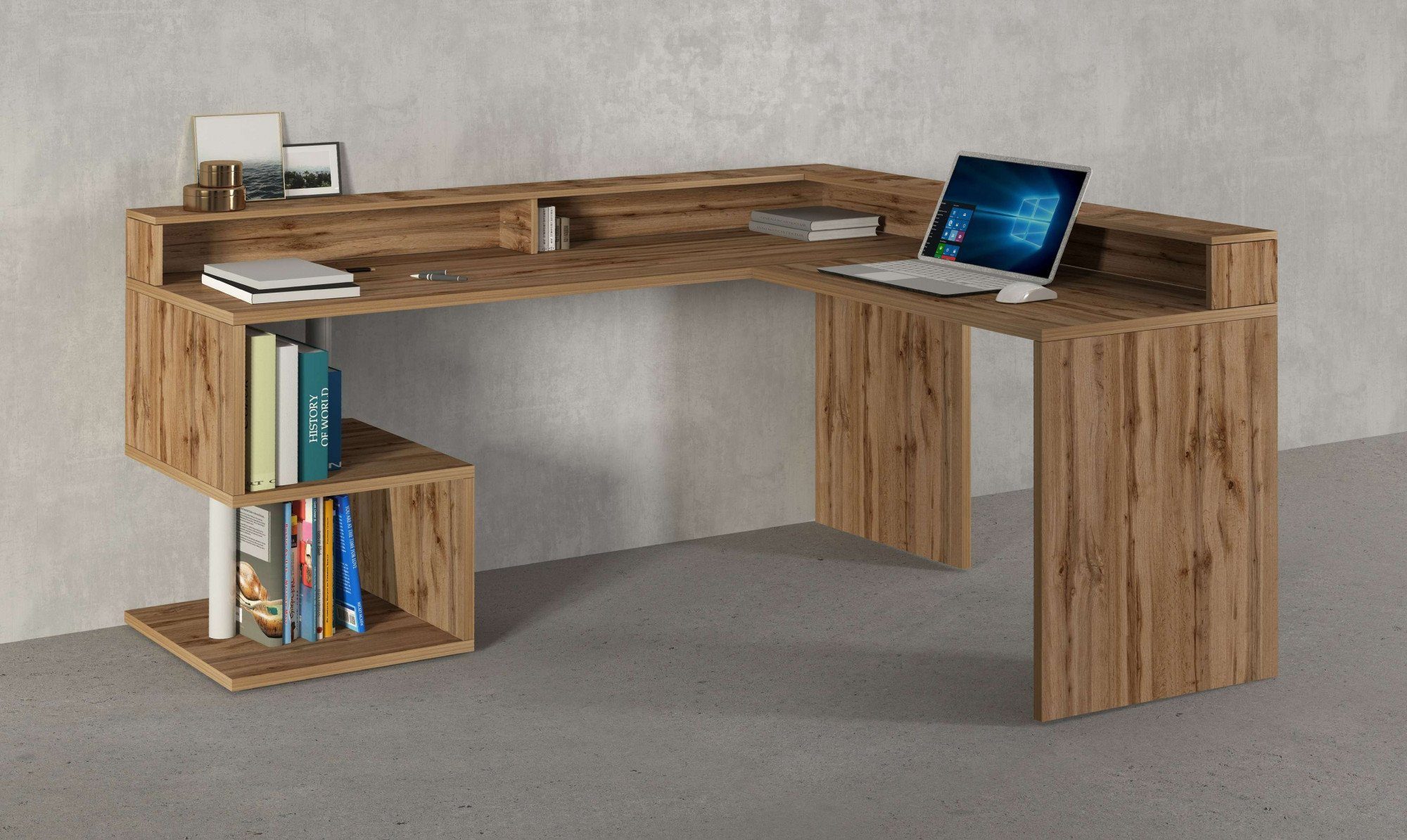 INOSIGN Hoekbureau Esse, Bureau in modern design met of zonder monitorsteun breedte 180/160 cm, made in italy