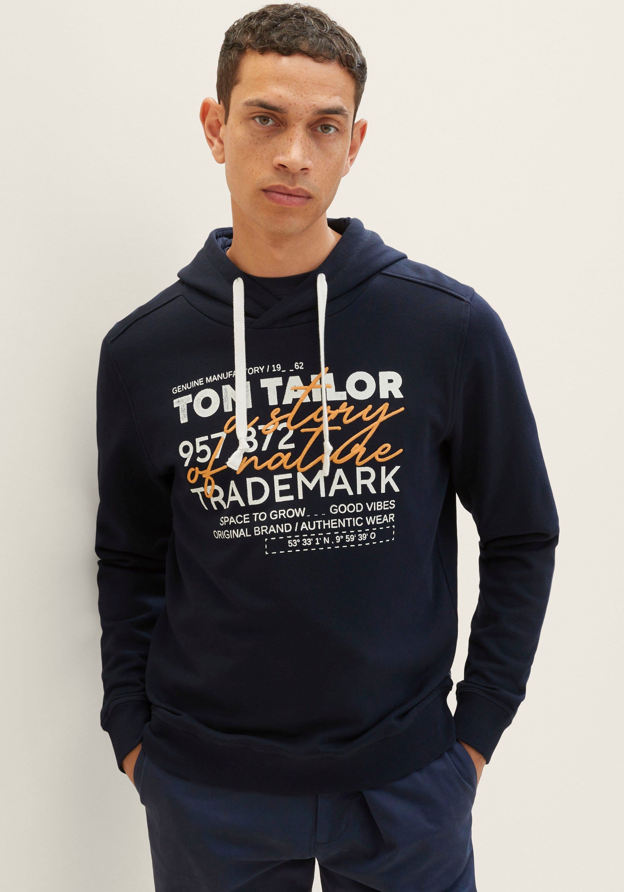 Tom Tailor Hoodie met casual frontprint + borduursel