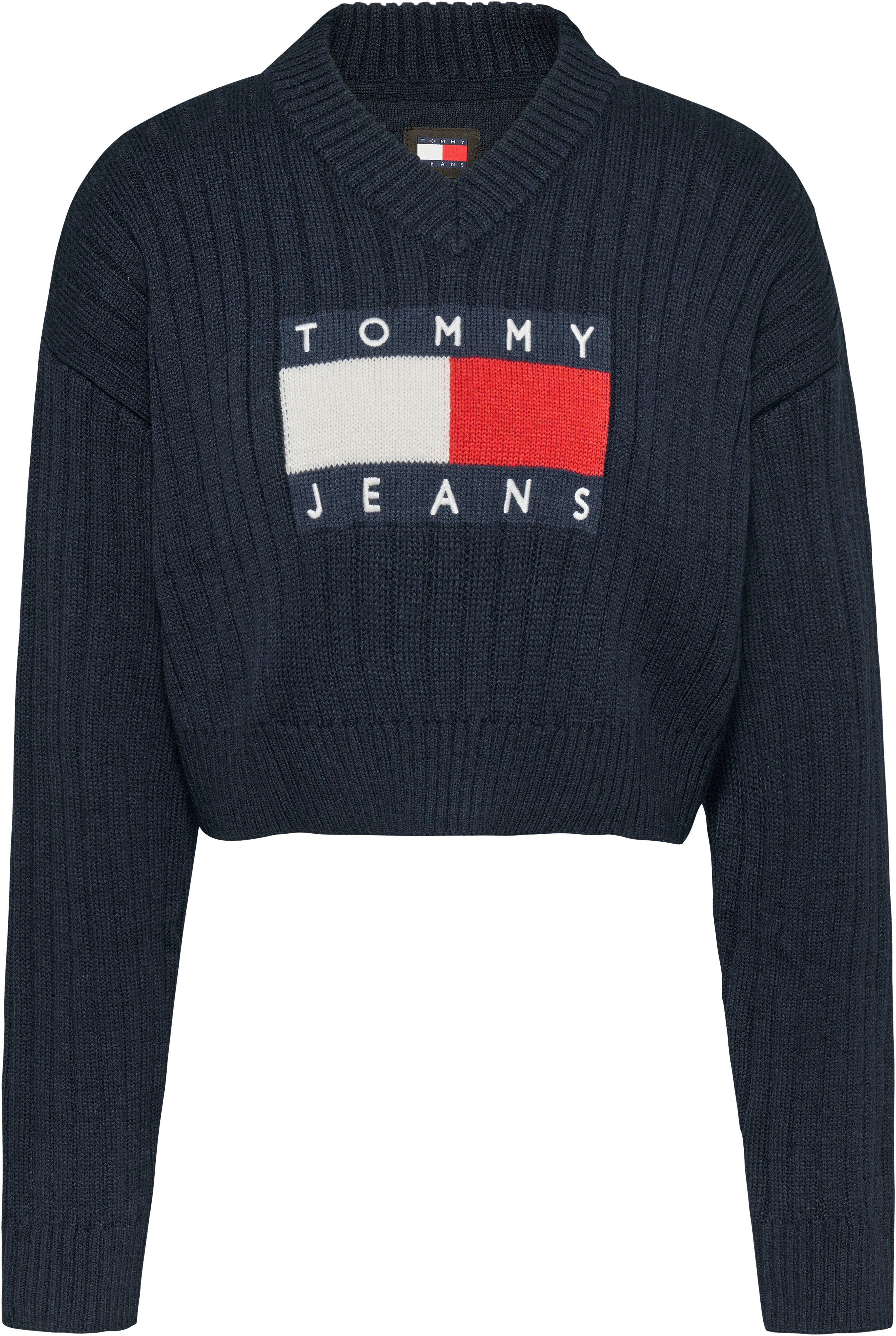 TOMMY JEANS Gebreide trui TJW VNCK CENTER FLAG SWEATER EXT