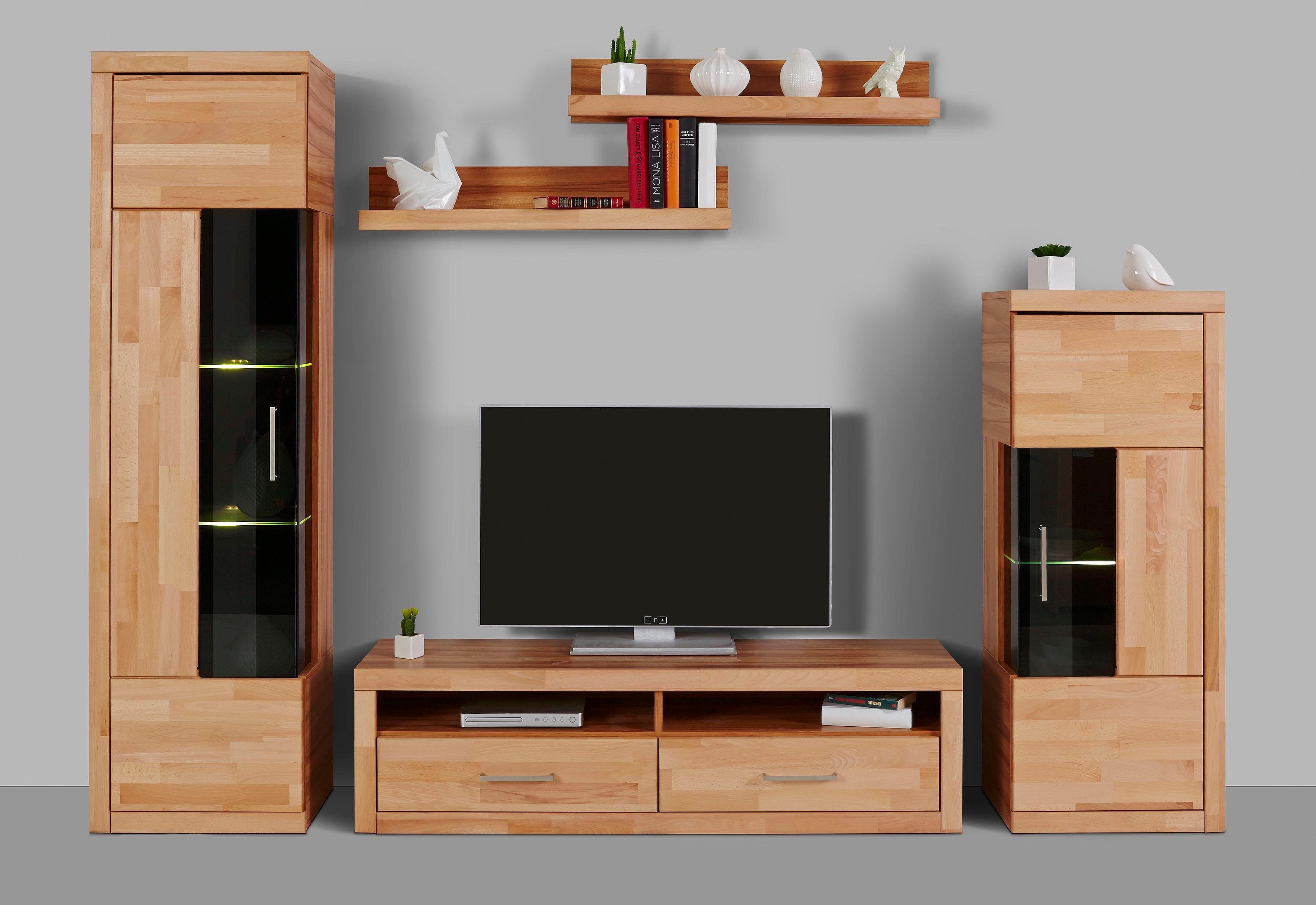 Home affaire Wandmeubel Ribe,Fronten Massivholz,Korpus Holzwekstoff,viel Stauraum gedeeltelijk massief hout (set, 5-delig)