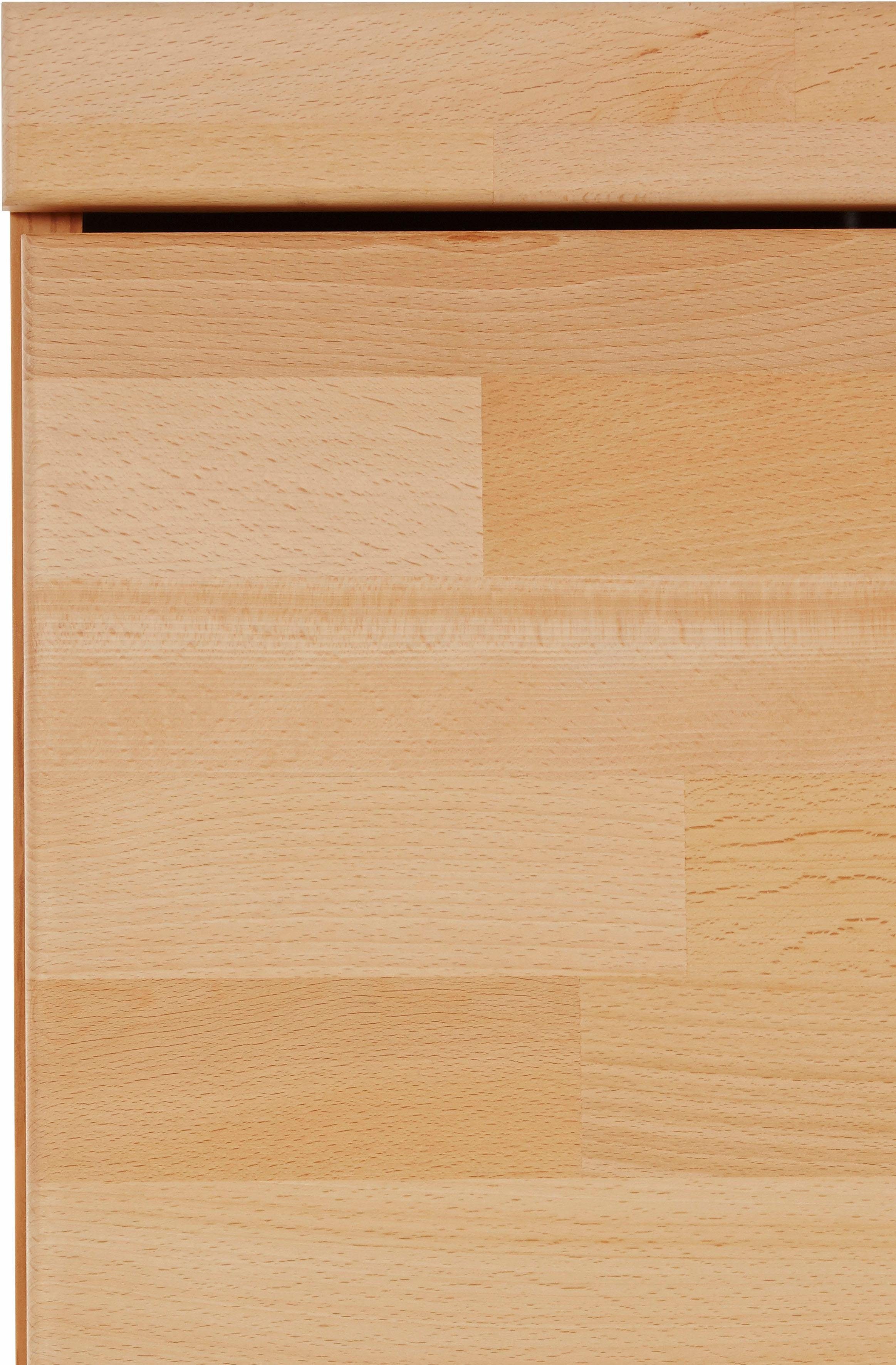 Home affaire Vitrinekast Ribe, 125cm hoog, 4 vakken, 1 glazen plank variabel inzetbaar Massief hout, houtmateriaal, donker gehard glas, metalen handgrepen