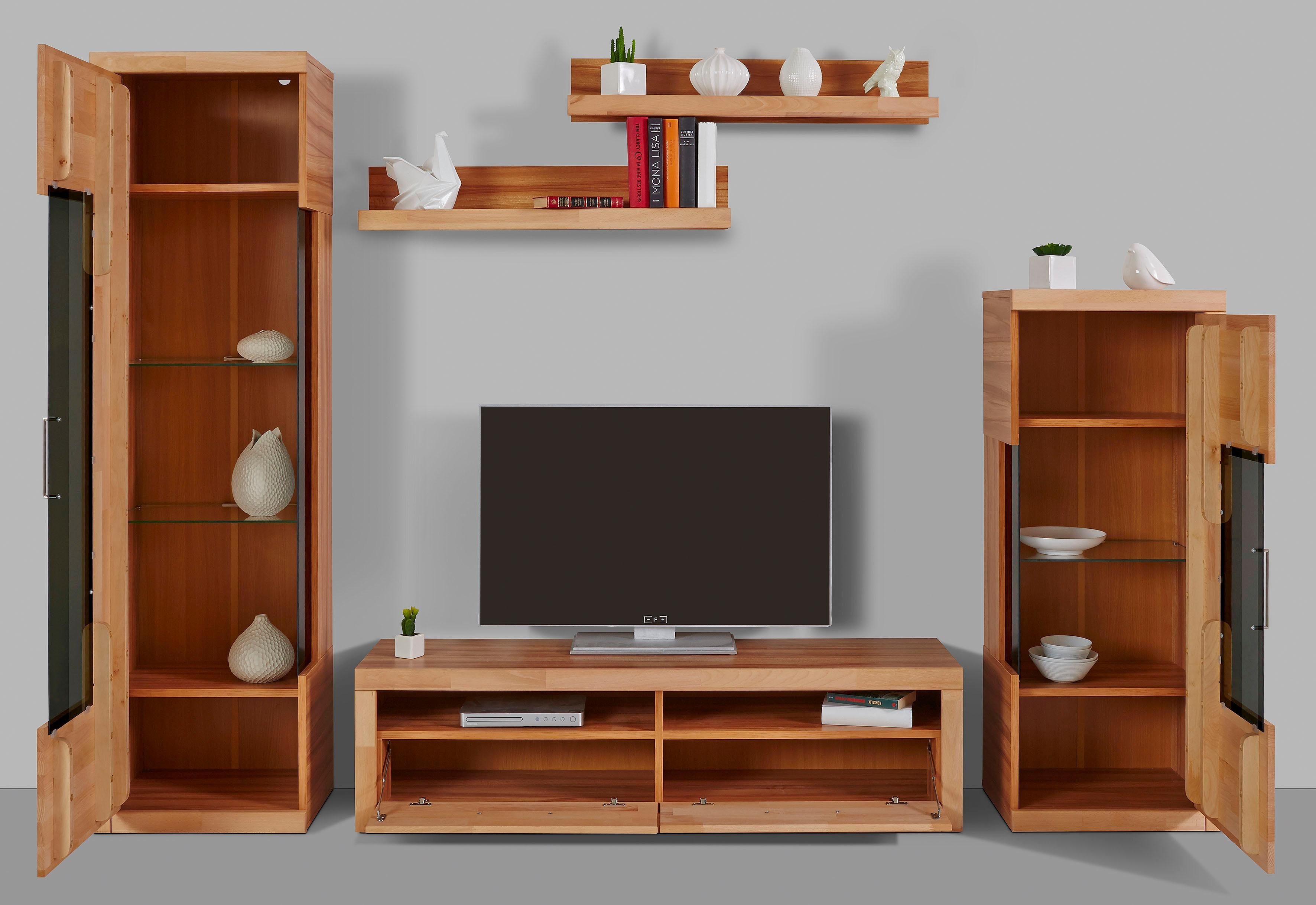 Home affaire Wandmeubel Ribe,Fronten Massivholz,Korpus Holzwekstoff,viel Stauraum gedeeltelijk massief hout (set, 5-delig)