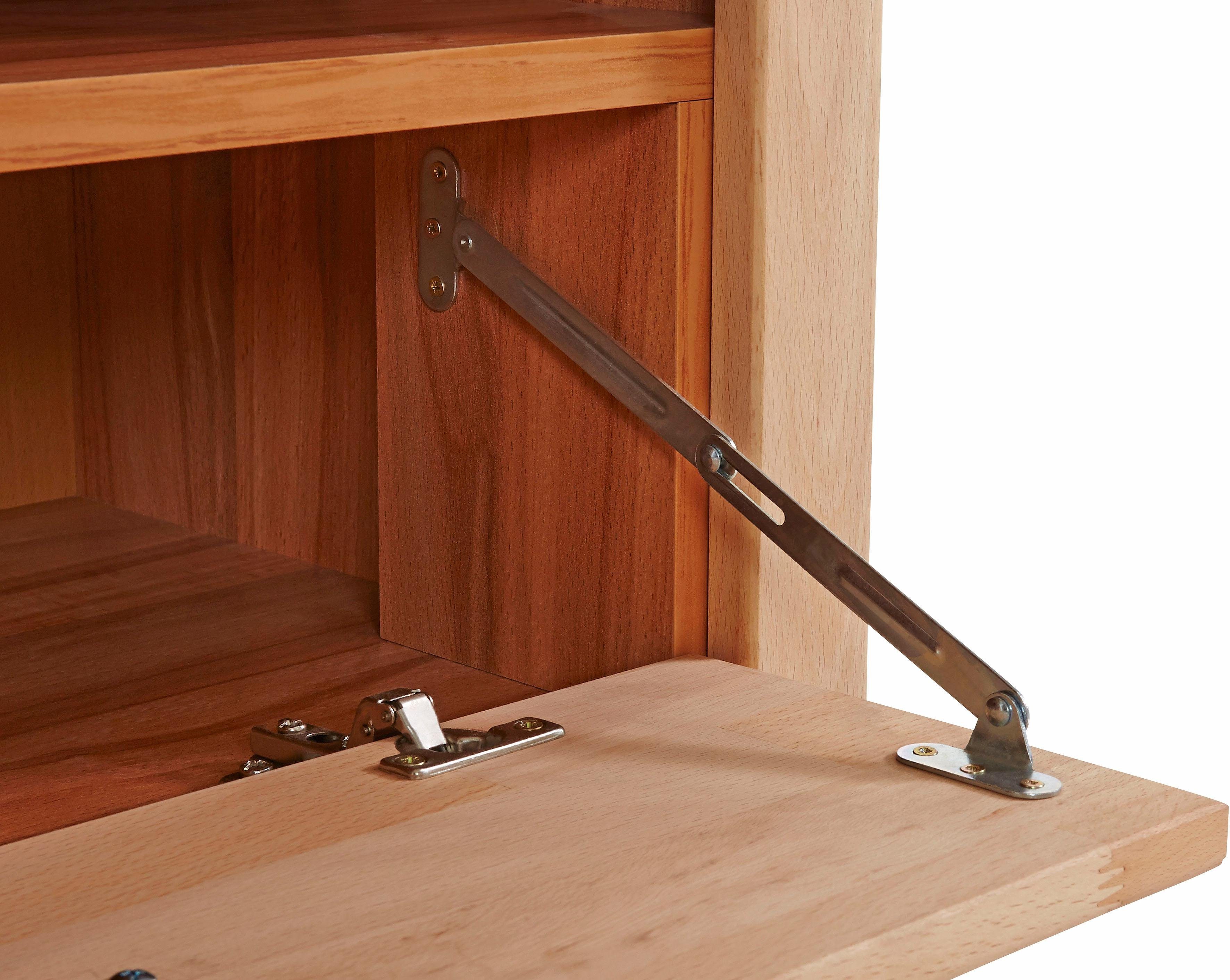 Home affaire Tv-meubel Ribe, 140cm breed, 38cm hoog met 2 kleppen Hout massief, houtmateriaal, metalen handgrepen, 2 kleppen