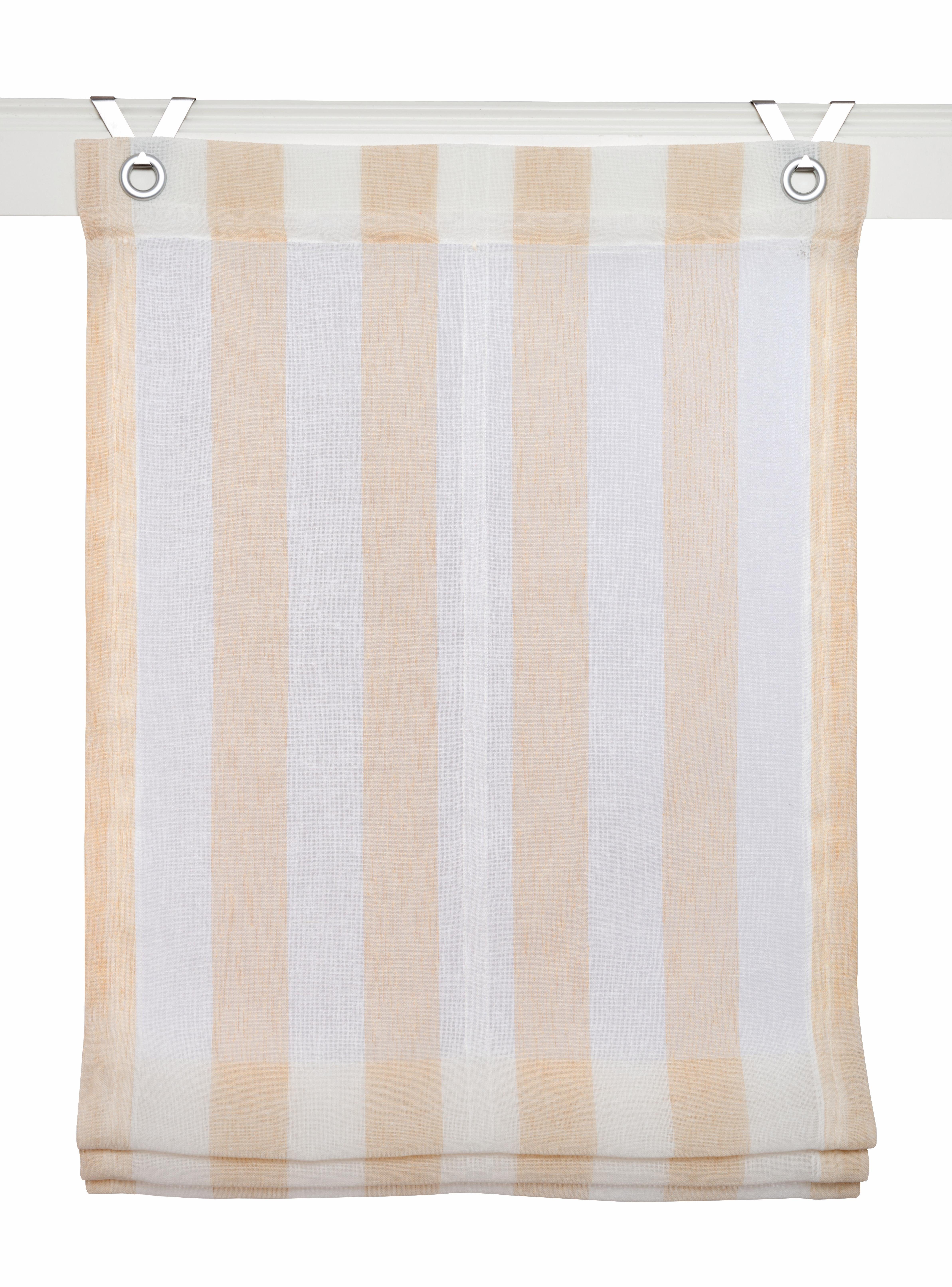 Kutti Romeins rolgordijn Bornholm halftransparant, polyester, geweven, strepen, met edelstalen haken (1 stuk) vouwgordijnen & jaloezieën maat 4 beige