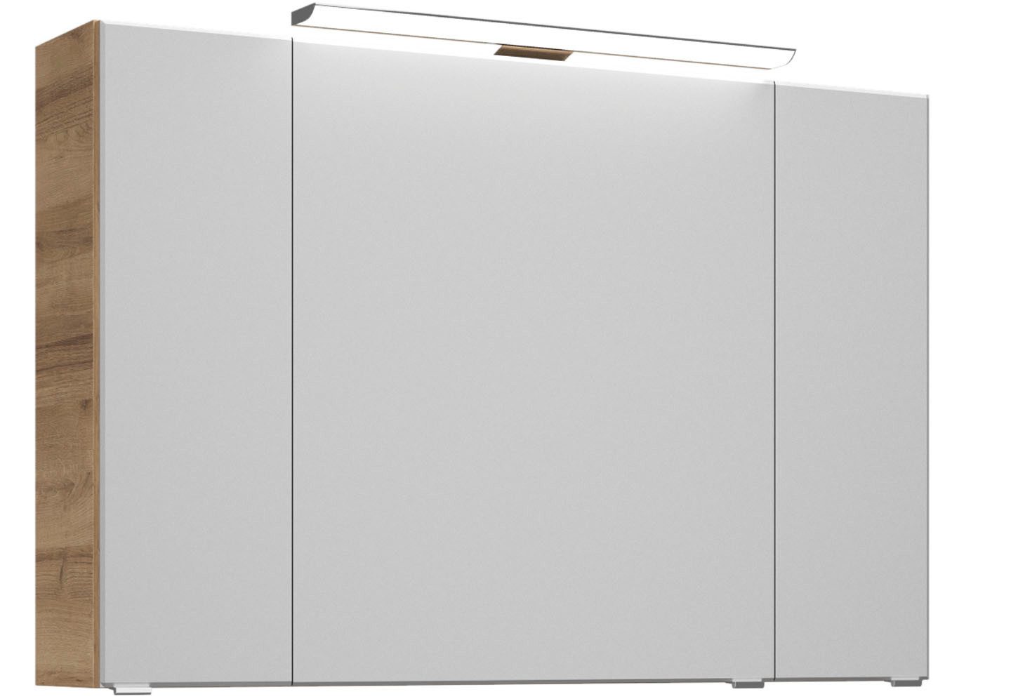 Saphir Badmeubelset Trentino 2-delig glazen wastafel, spiegelkast met LED-verlichting Badkamermeubel-set 107cm breed, incl. deurdemper, 3 deuren, 2 lades (3 stuks)