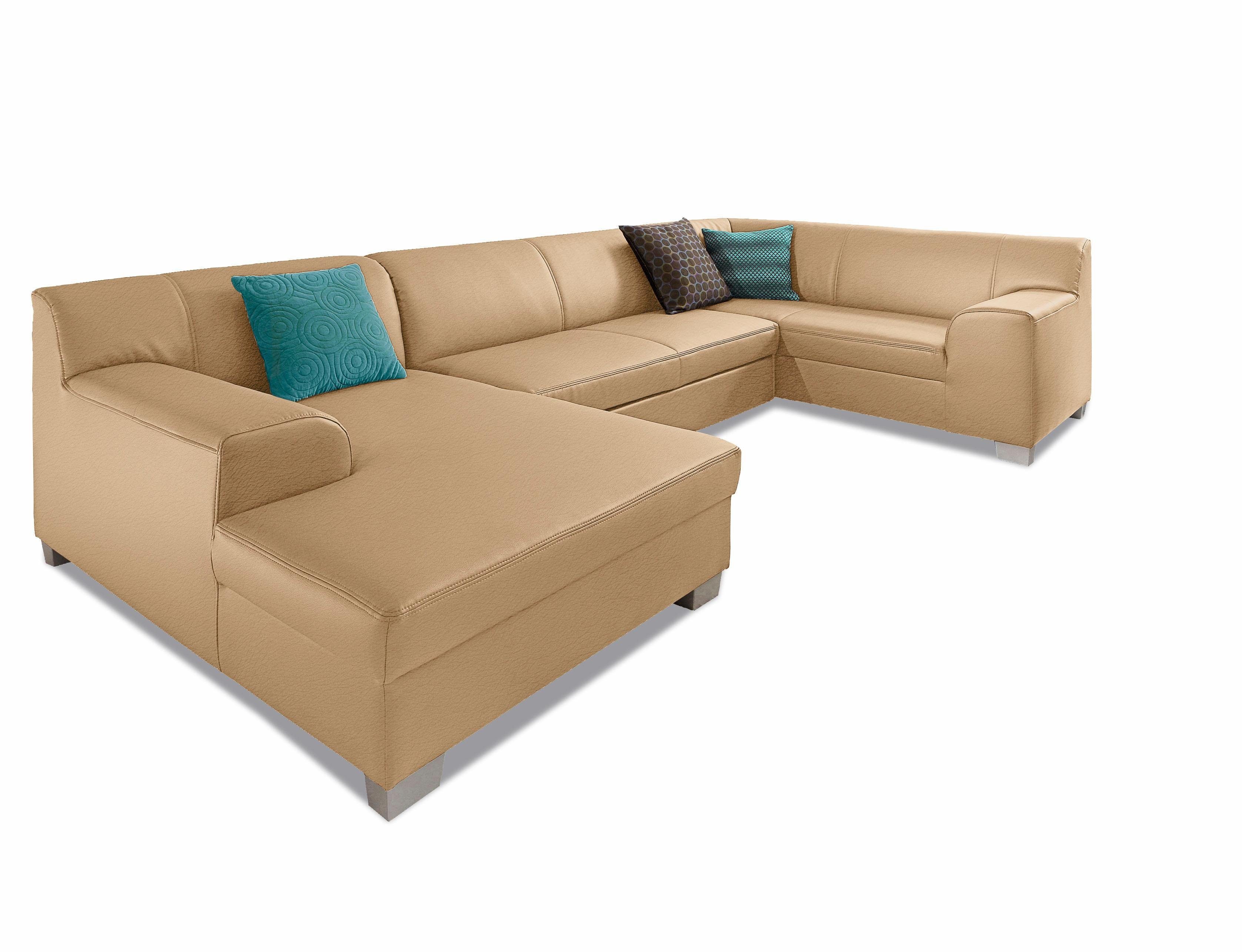 DOMO collection Zithoek Amando U-vorm naar keuze met bedfunctie, stevig zitcomfort, vrij in de ruimte te plaatsen