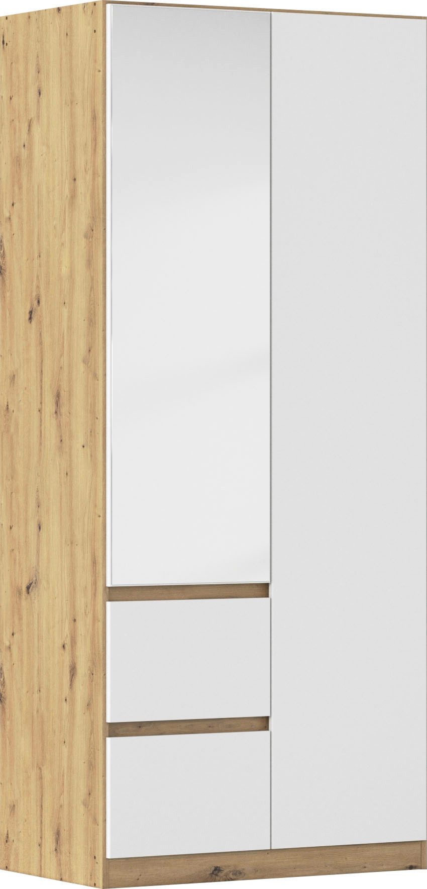 rauch Draaideurkast Kledingkast met spiegel garderobe MAINZ greeploos front met spiegel, buitendeuren met push-to-openfunctie kledingkasten bruin