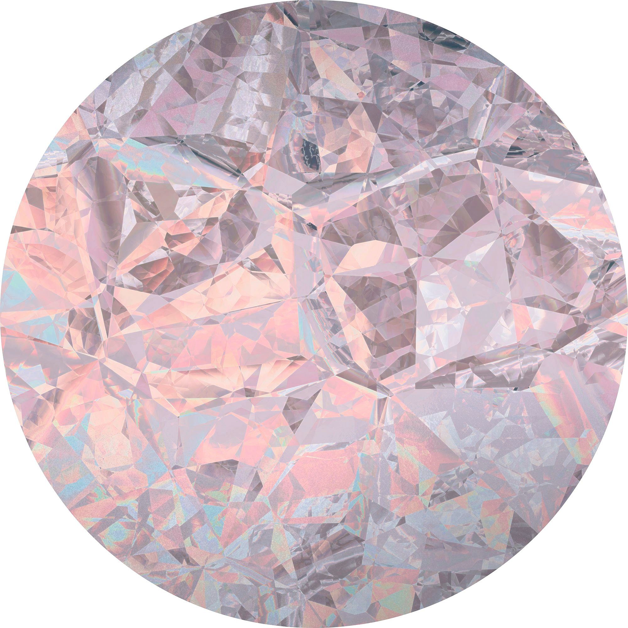 komar vliesbehang glossy crystals 125 x 125 cm (breedte x hoogte), rond en zelfklevend (1 stuk) multicolor