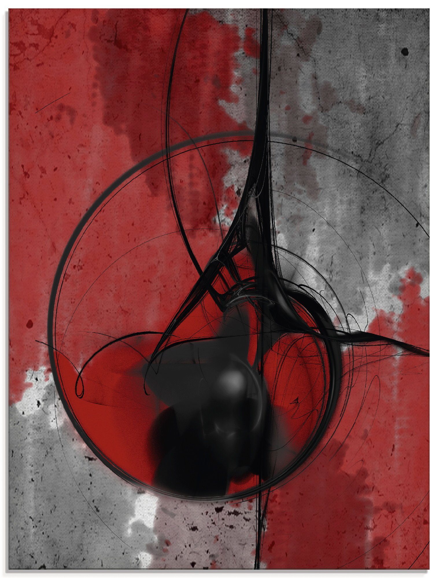 Artland Print op glas Abstract in rood en zwart (1 stuk)