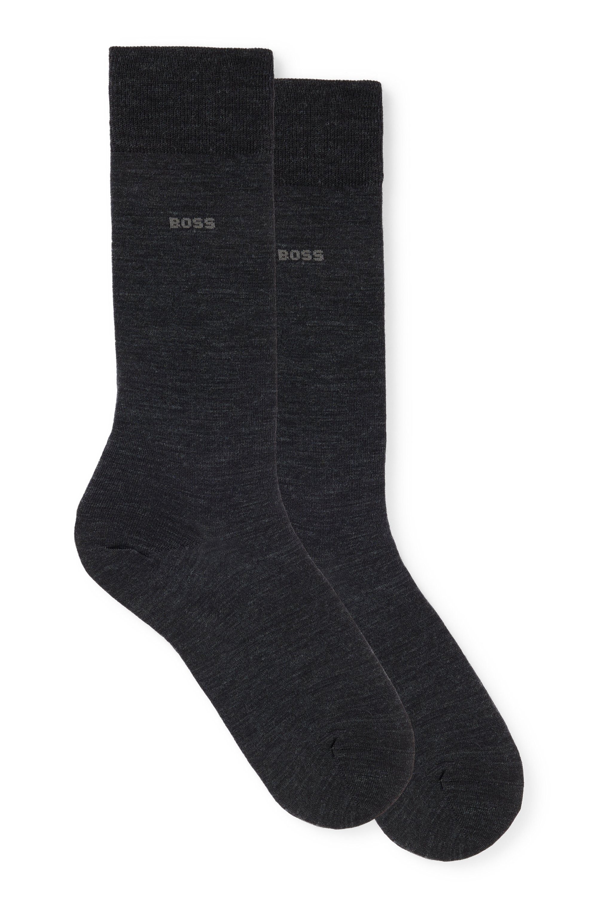 BOSS Sokken 2P RS Uni WO met geborduurd merklogo (2 paar, Set van 2) heren sokken maat 39-42 grijs