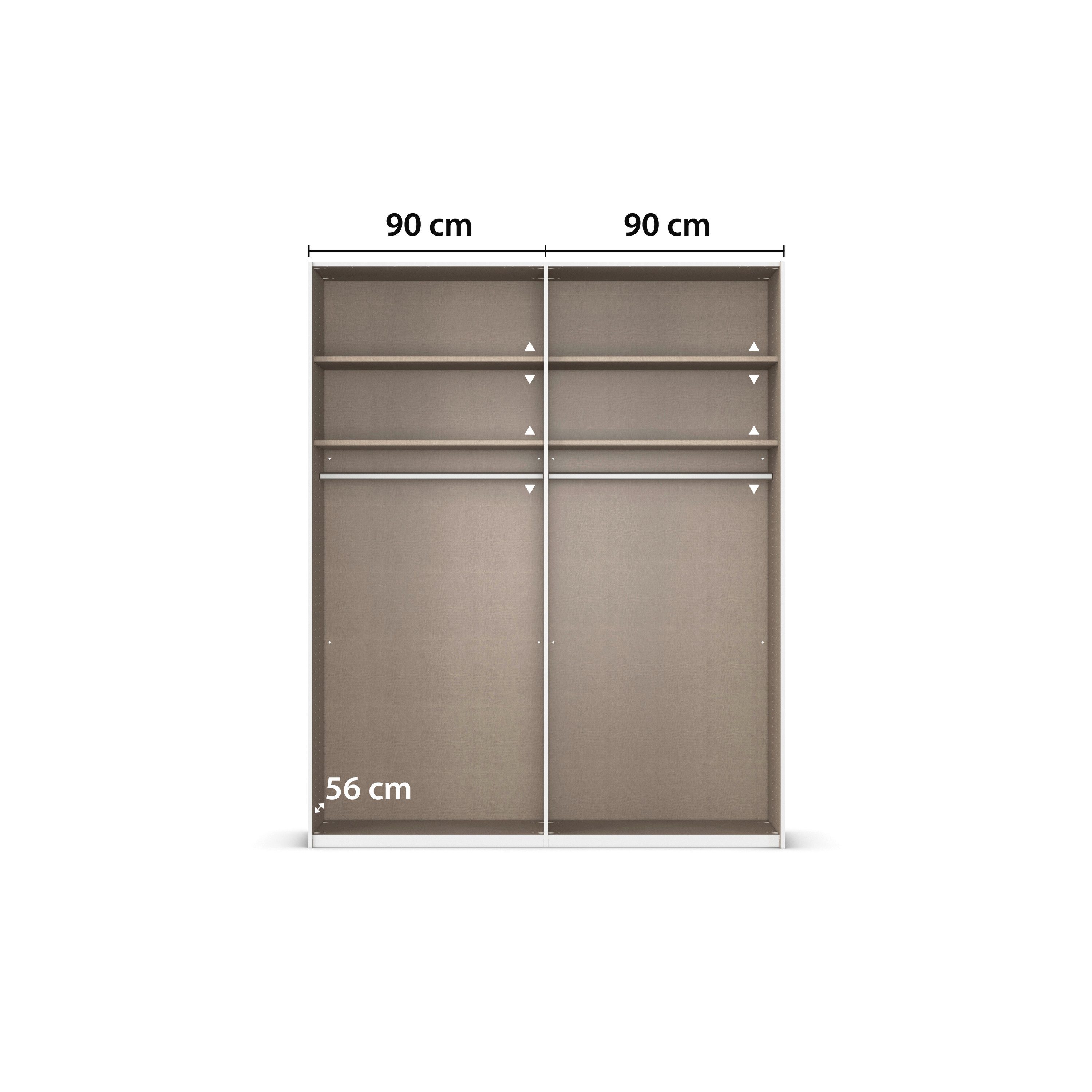 rauch Schuifdeurkast Kledingkast Kast Garderobe Slaapkamerkast EVELYN in elegante stijl, in 5 breedtes, handgrepen in corpuskleur made in germany