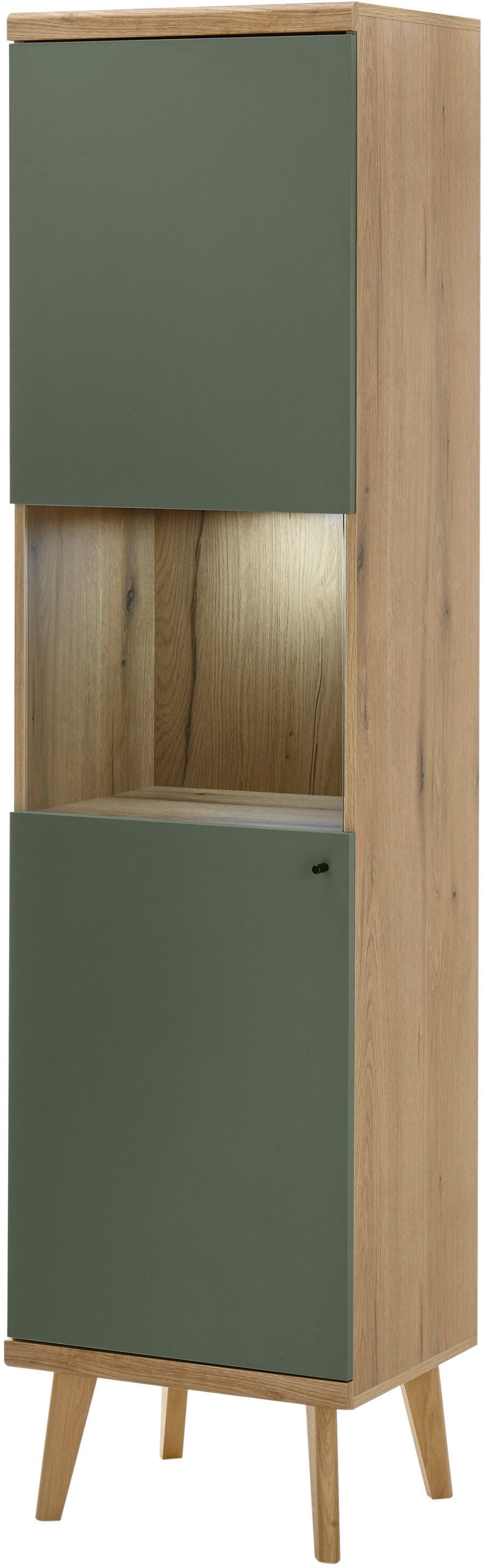 INOSIGN Vitrinekast MAVAS in moderne trendkleur, handgrepen van metaal (zwart), hoogte 197 cm