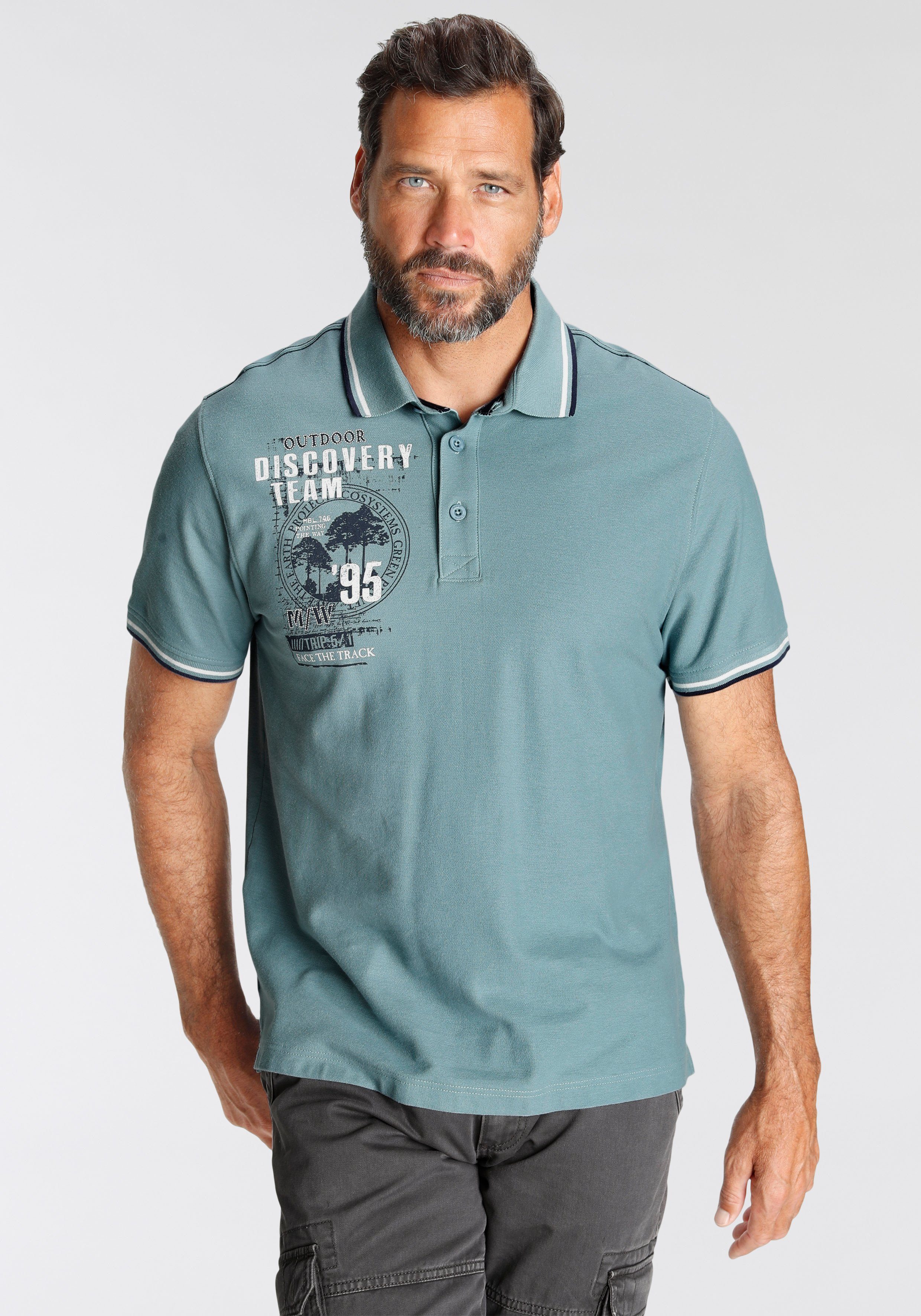 Man's World Poloshirt Korte mouwen, casual pasvorm, met trendy print, polokraag