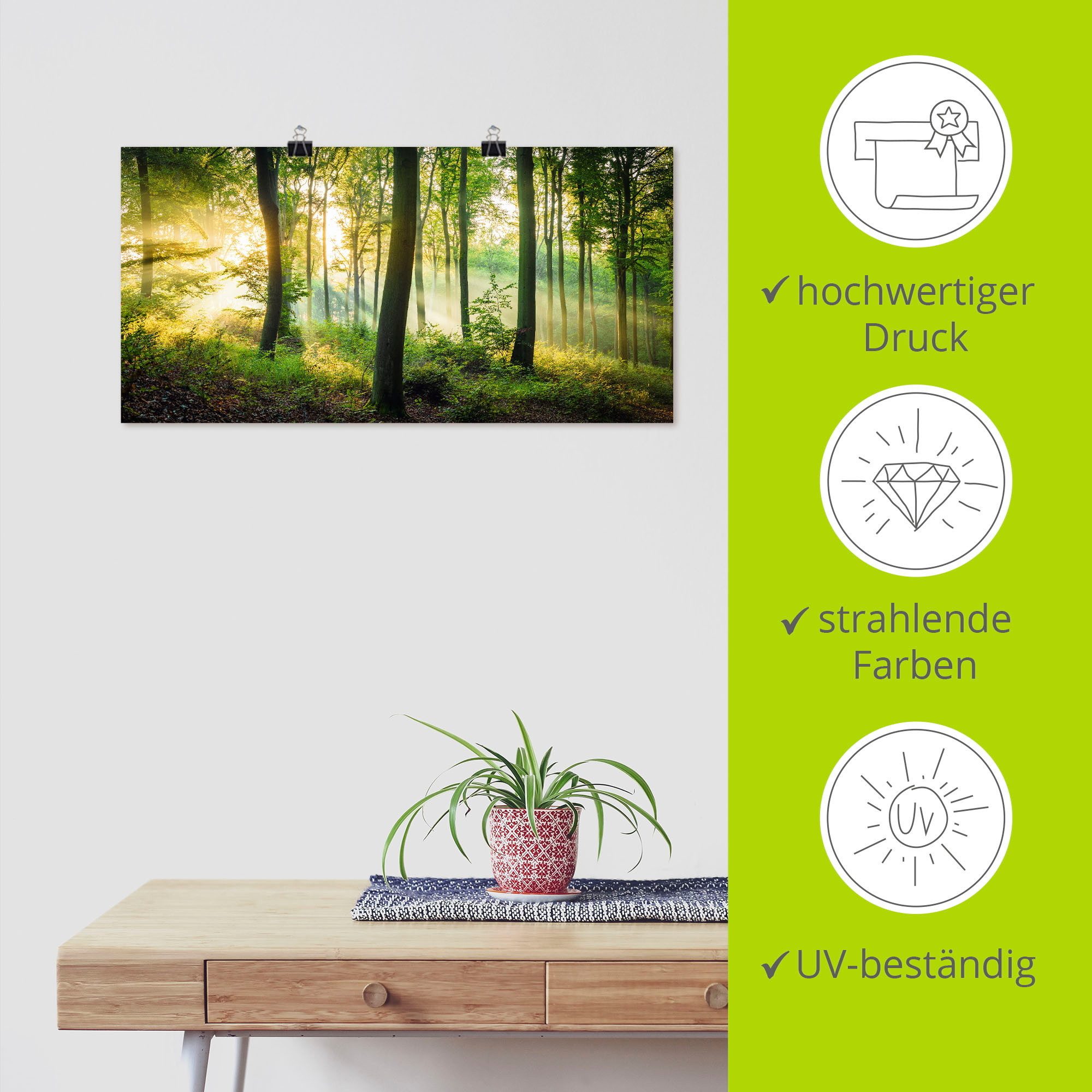 Artland Artprint Herfst in het bos II als artprint van aluminium, artprint voor buiten, artprint op linnen, poster, muursticker