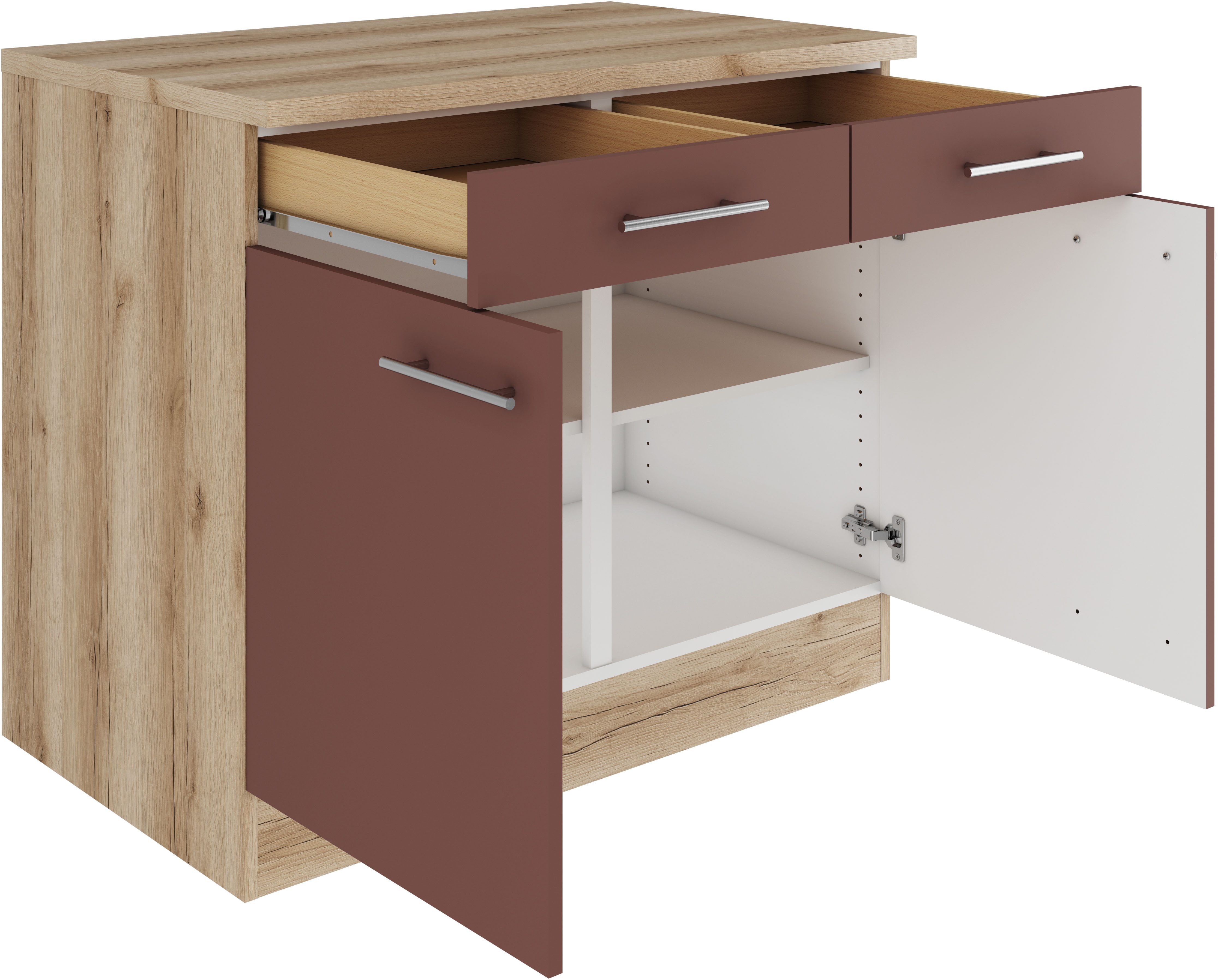 OPTIFIT Onderkast Bella Breedte 100 cm, met 2 deuren en 2 lades