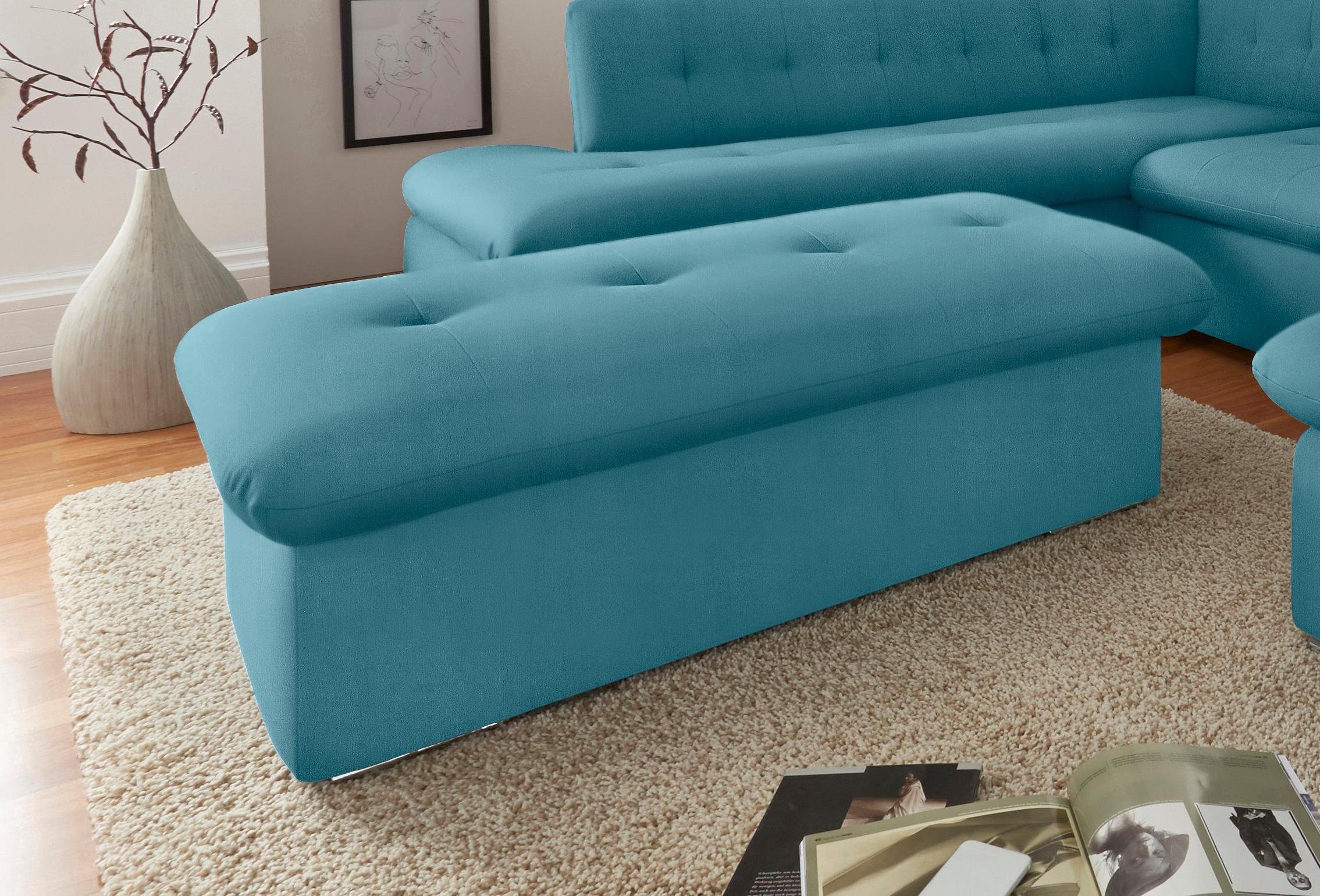 TRENDMANUFAKTUR Hocker Reggae II, bankhocker met geweldige detailafwerking in de zitting
