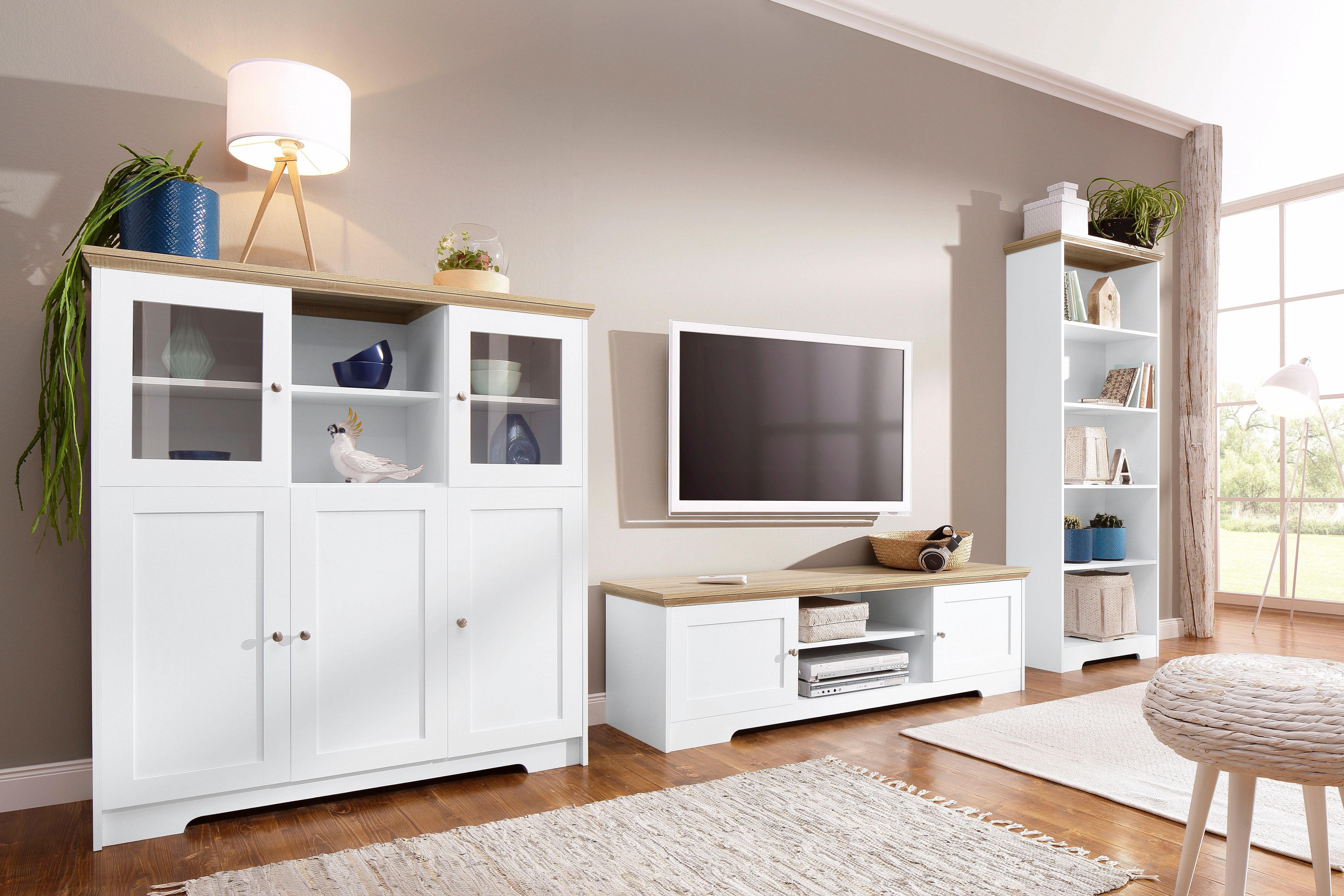 Home affaire Highboard Nanna Vitrine in eikenlook, breedte 118 cm