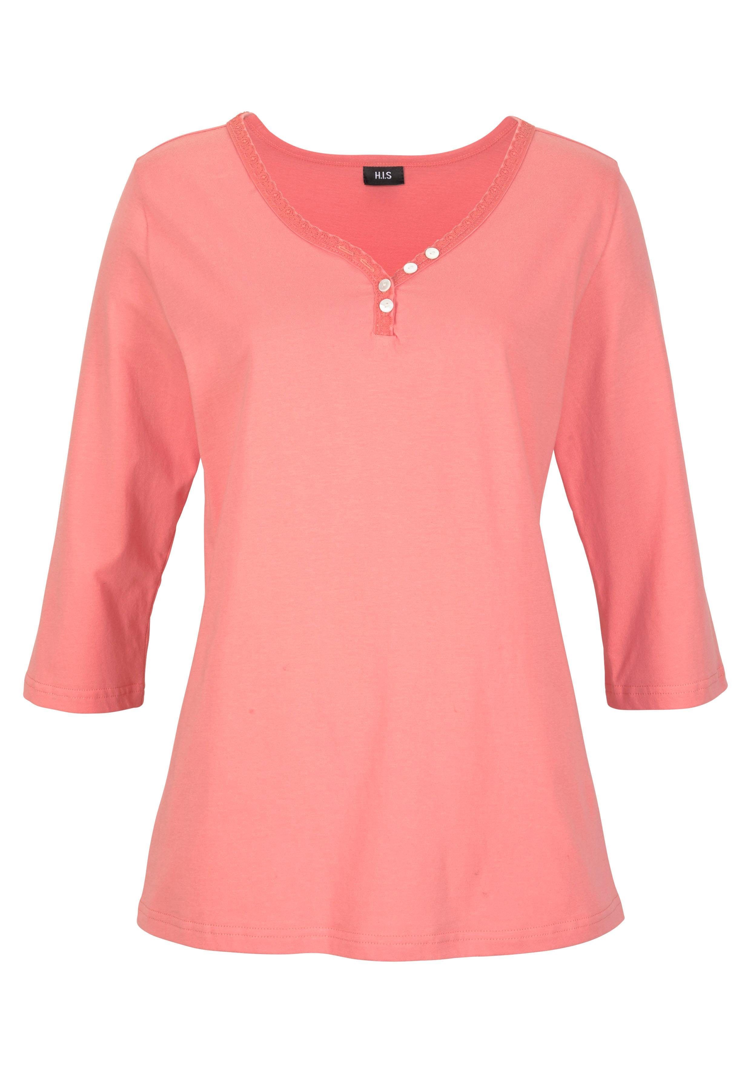 H.I.S Pyjama met 3/4-mouwen en knoopsluiting (2-delig, 1 stuk)