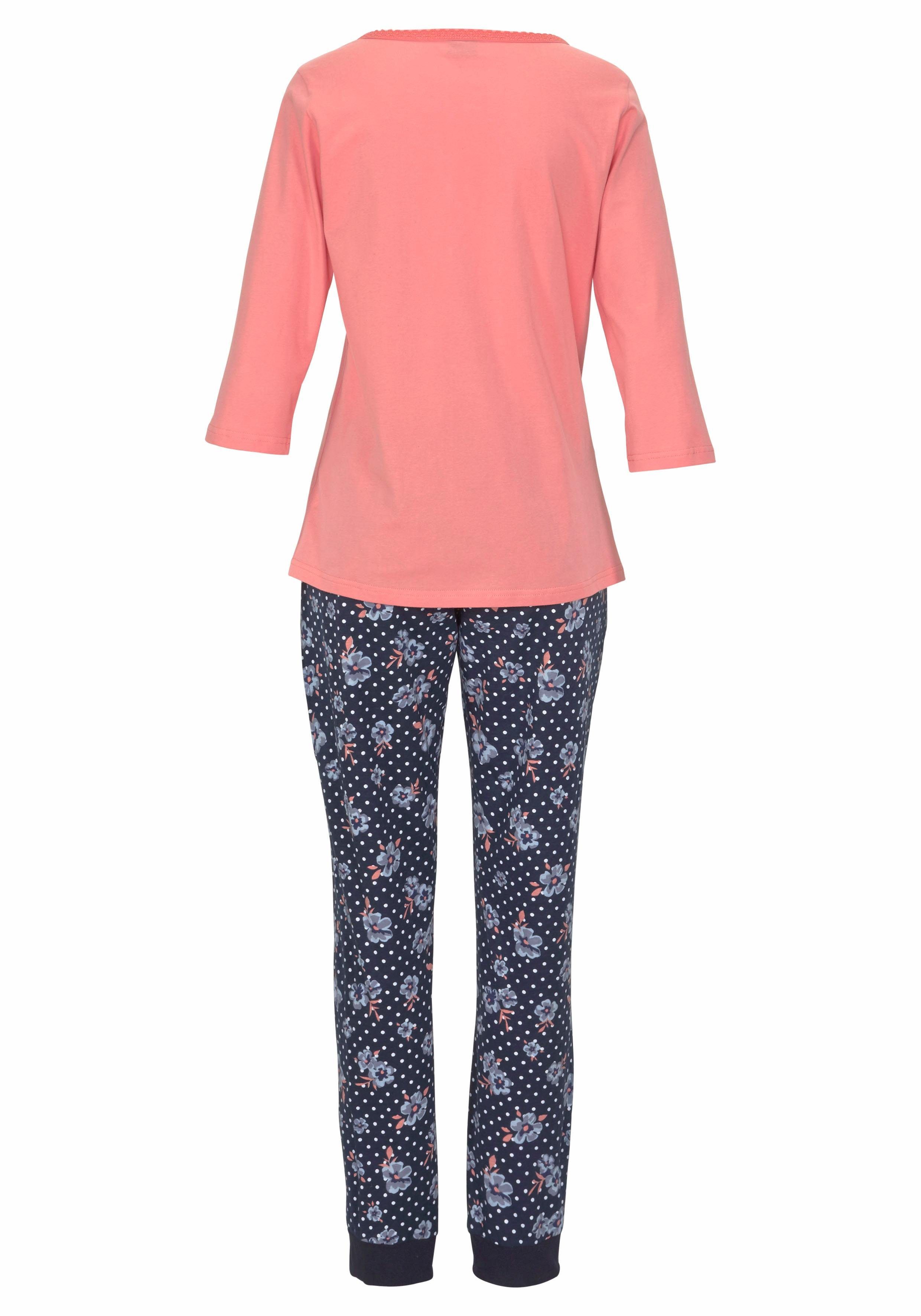 H.I.S Pyjama met 3/4-mouwen en knoopsluiting (2-delig, 1 stuk)