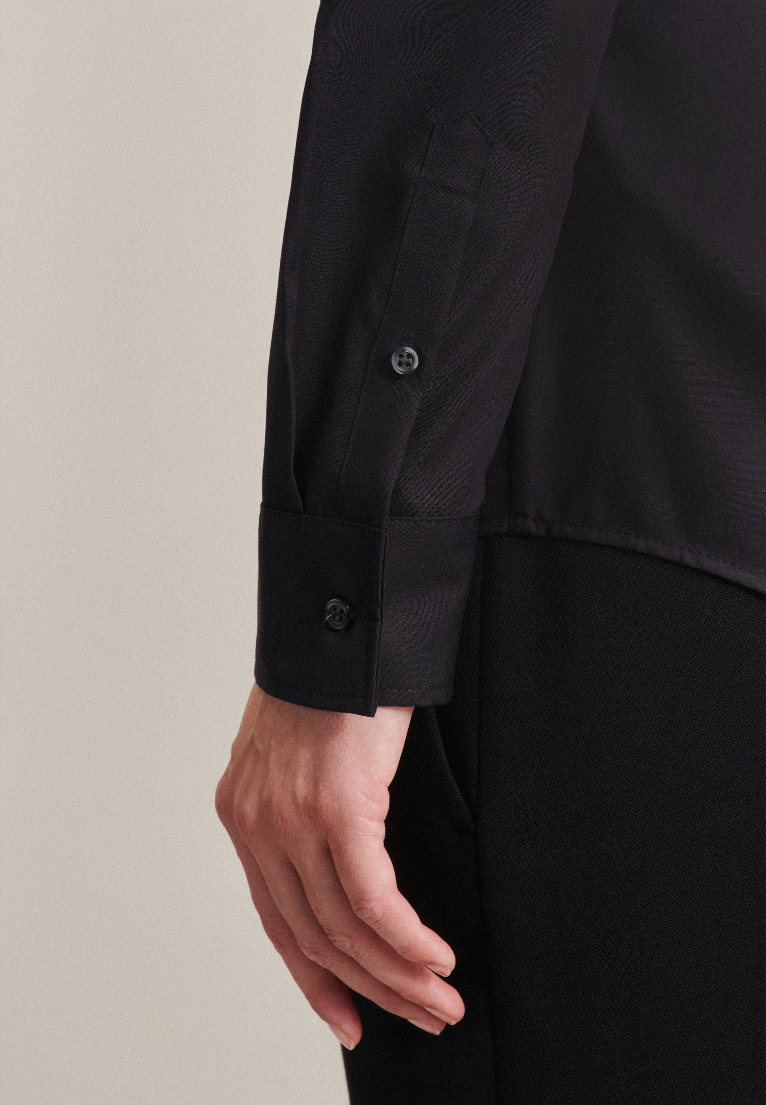 seidensticker Overhemdblouse Zwarte roos Lange mouwen kraag uni