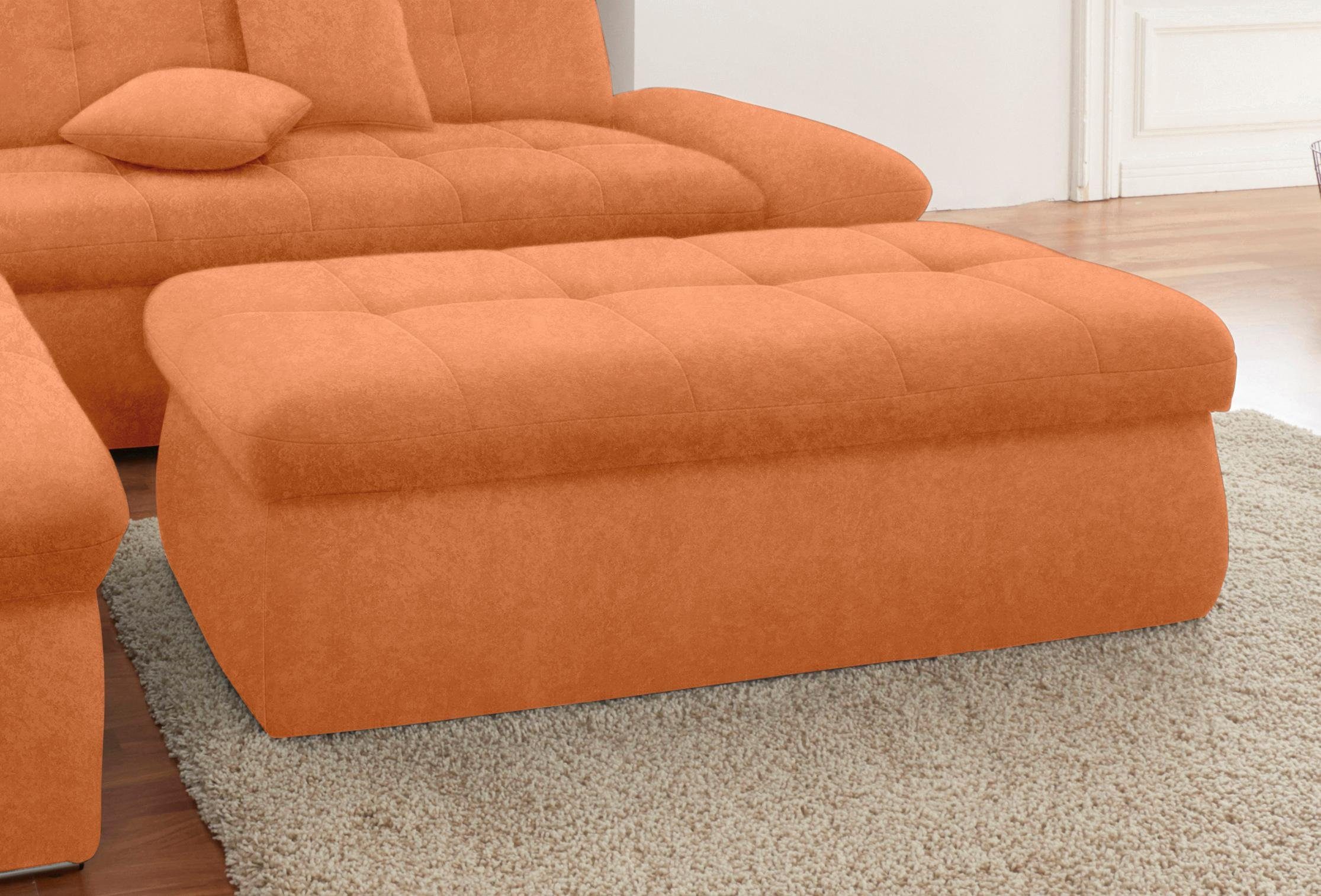 DOMO collection Hocker NMoric met bergruimte, ook in cord hockers maat Microvezel PRIMABELLE oranje