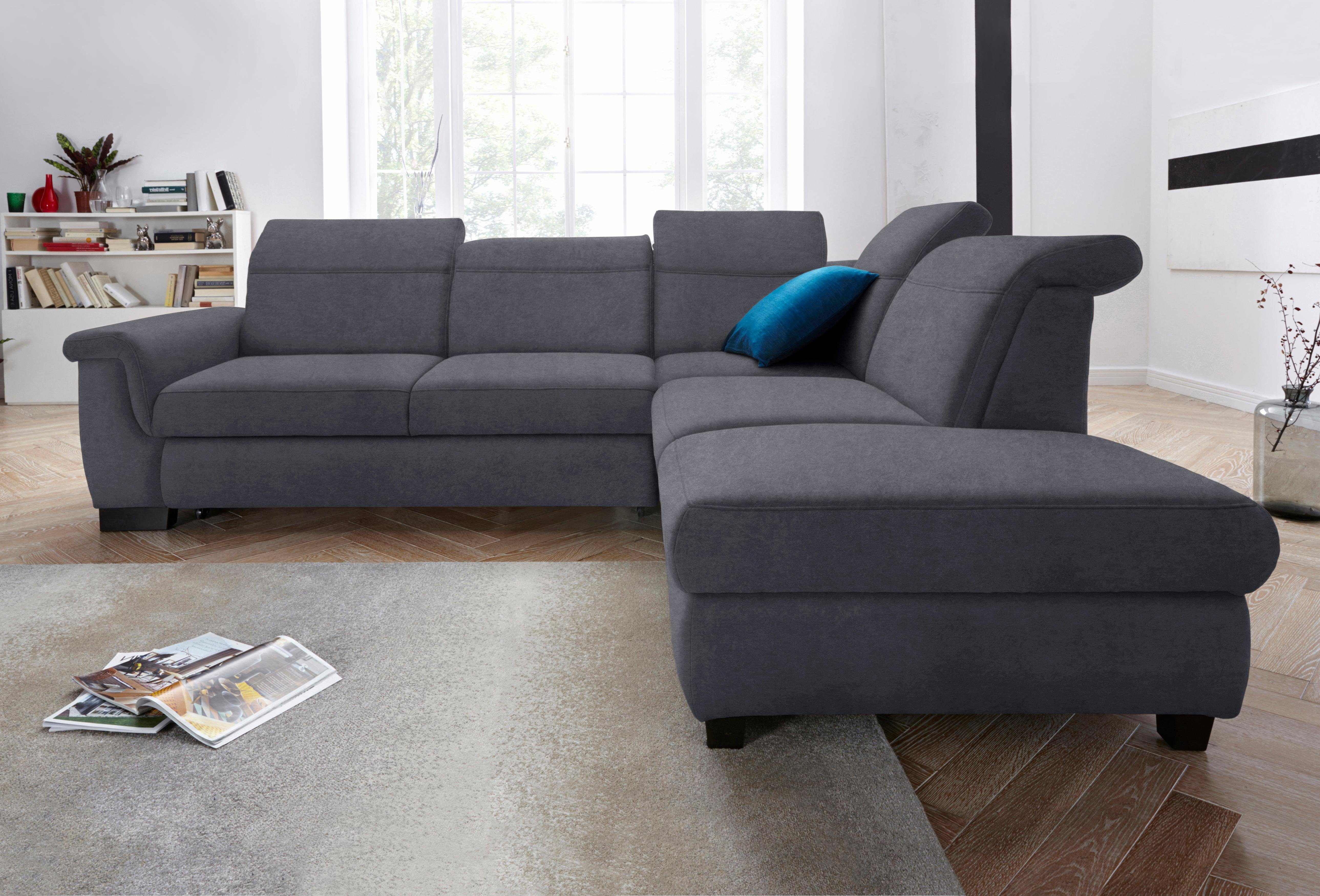 DOMO collection Hoekbank Sully L-vorm naar keuze met slaapfunctie en hoofd- resp. verstelbare rugleuning