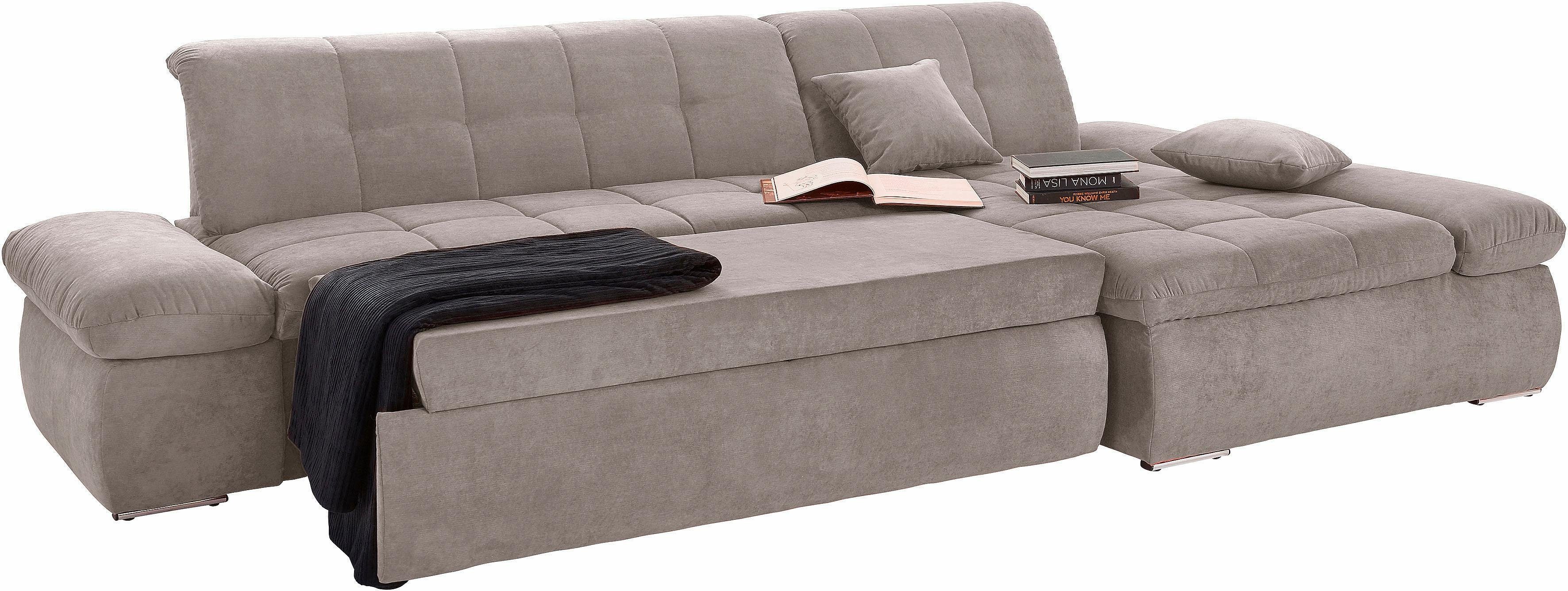 DOMO collection Hoekbank NMoric XXL, B/D/H: 300/172/80cm, L-vorm naar keuze met slaapfunctie en verstelbare armleuning