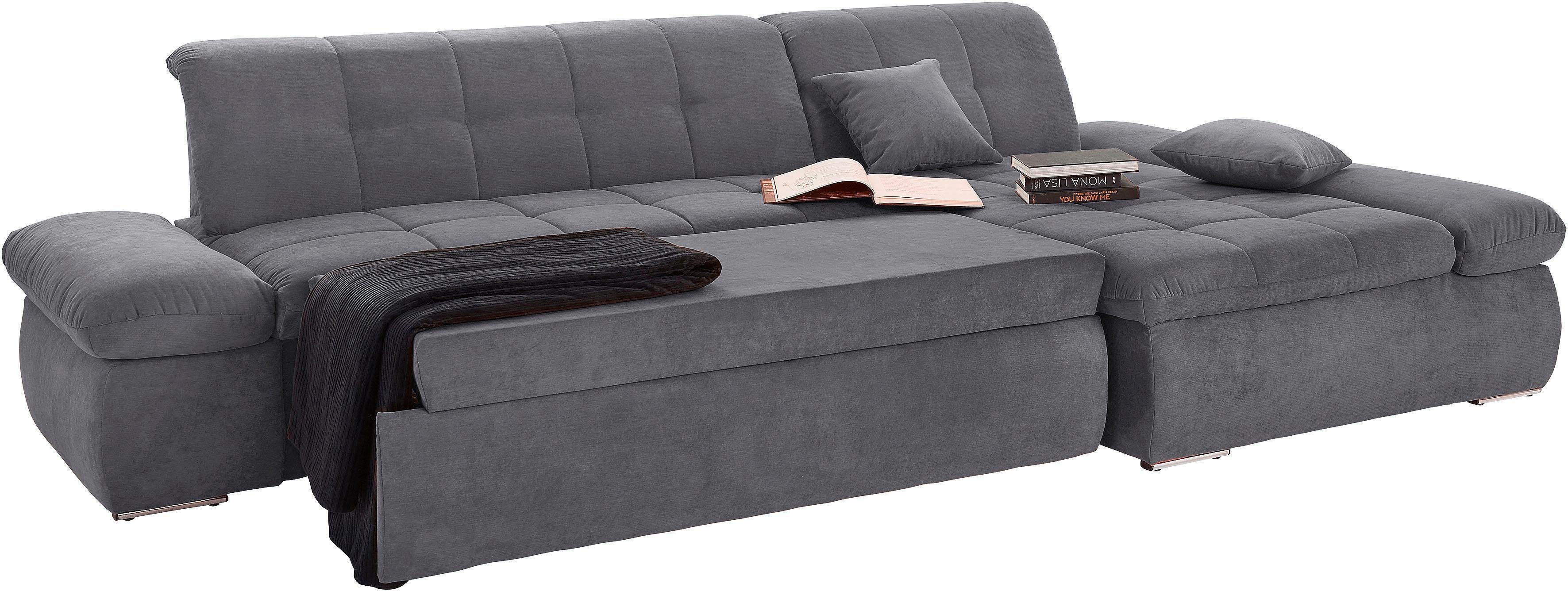 DOMO collection Hoekbank NMoric XXL, B/D/H: 300/172/80cm, L-vorm naar keuze met slaapfunctie en verstelbare armleuning