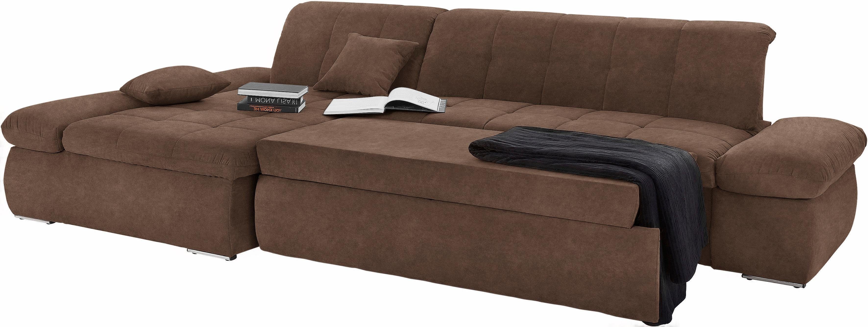 DOMO collection Hoekbank NMoric XXL, B/D/H: 300/172/80cm, L-vorm naar keuze met slaapfunctie en verstelbare armleuning