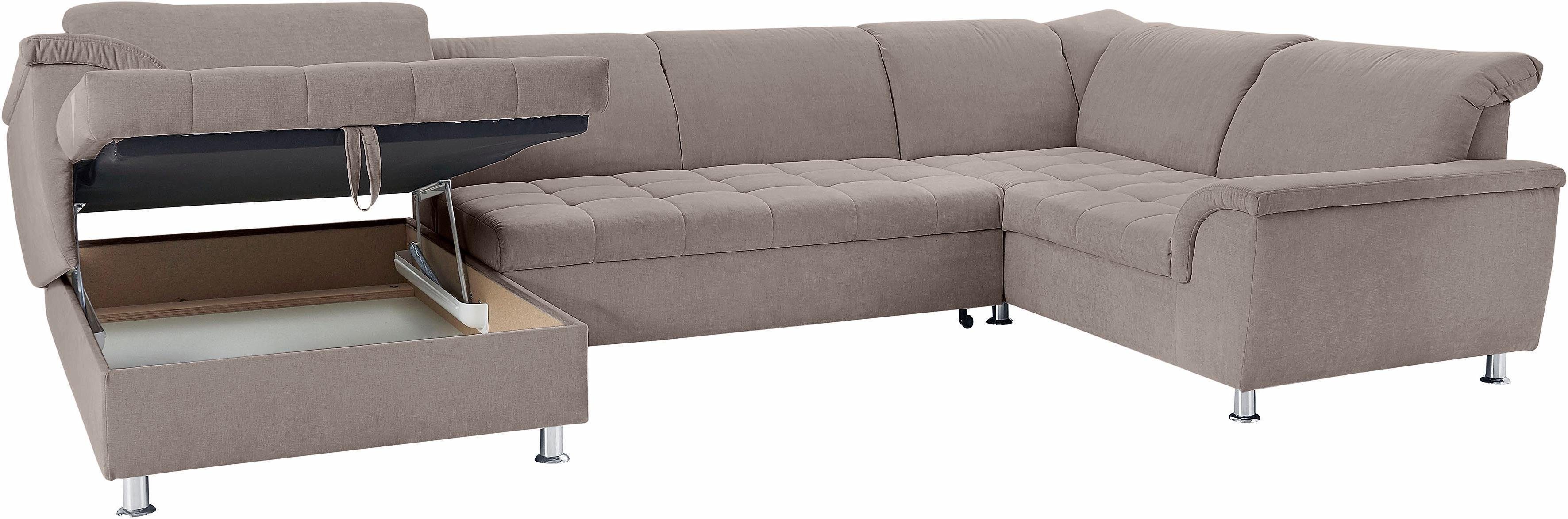 DOMO collection Zithoek Franzi optioneel met bedfunctie, bedkast & hoofdsteunverstelling