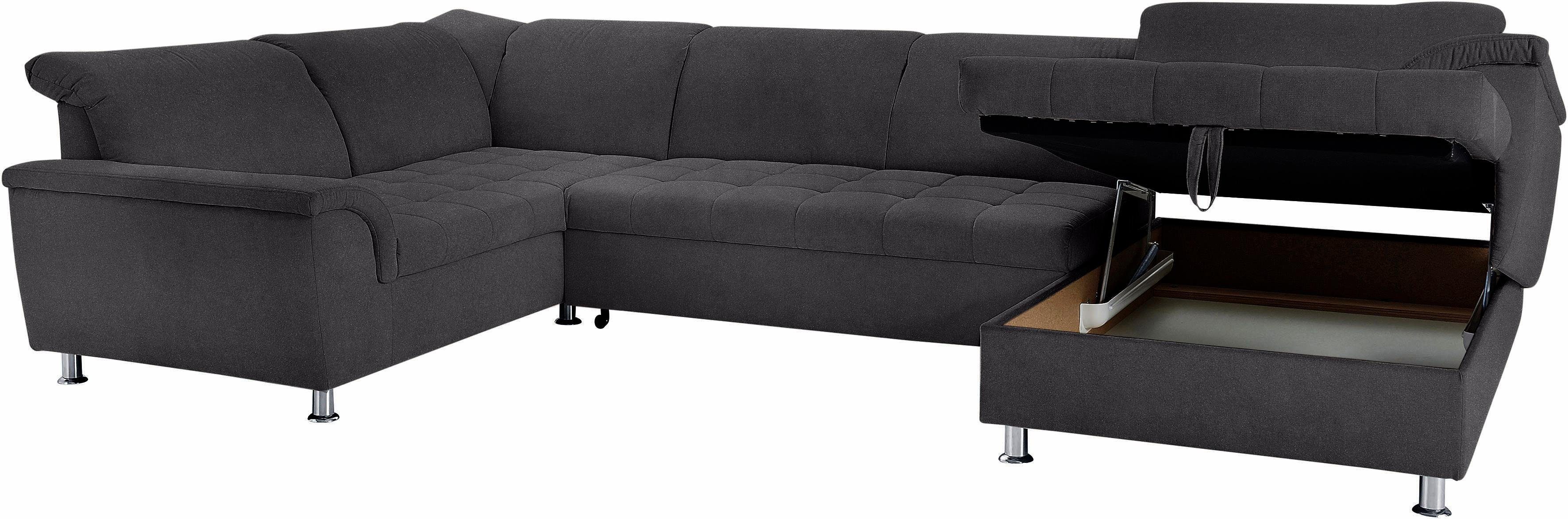 DOMO collection Zithoek Franzi optioneel met bedfunctie, bedkast & hoofdsteunverstelling