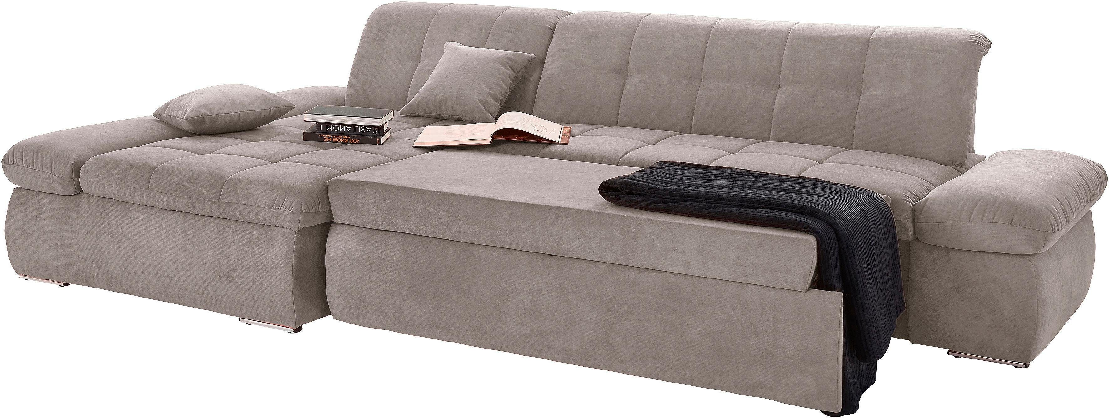 DOMO collection Hoekbank NMoric XXL, B/D/H: 300/172/80cm, L-vorm naar keuze met slaapfunctie en verstelbare armleuning