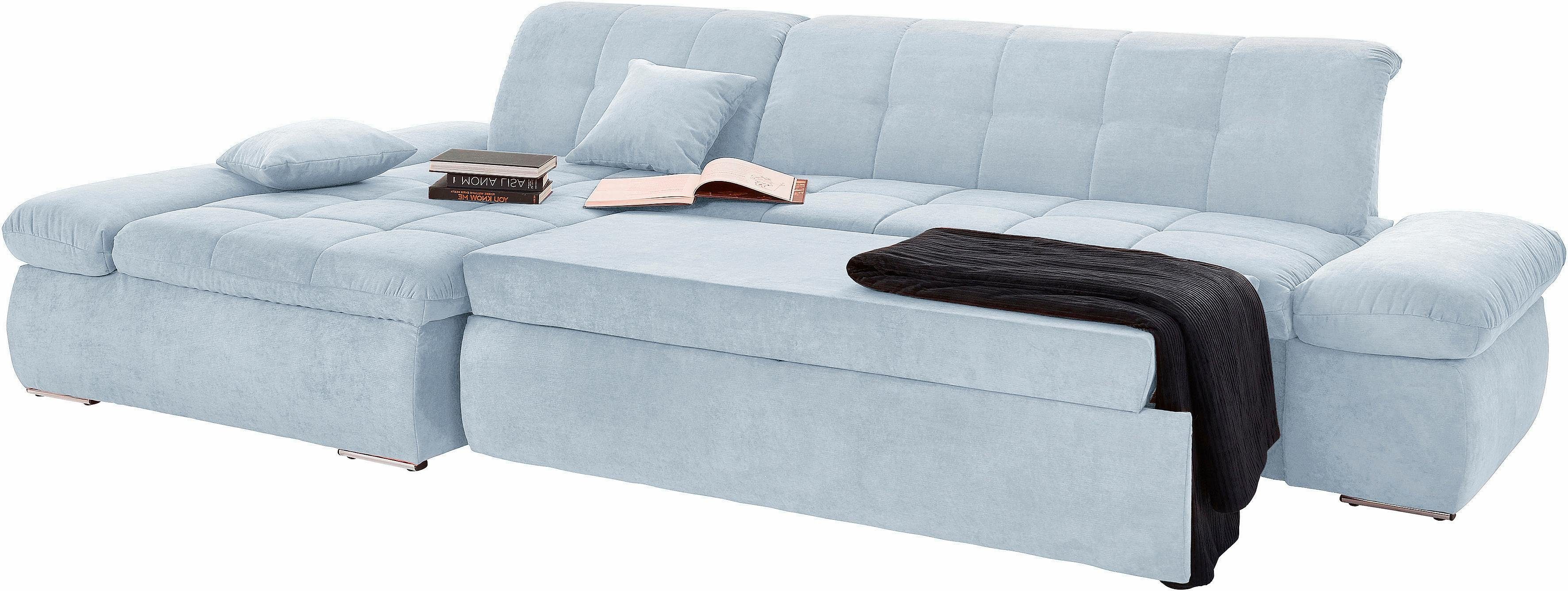 DOMO collection Hoekbank NMoric XXL, B/D/H: 300/172/80cm, L-vorm naar keuze met slaapfunctie en verstelbare armleuning