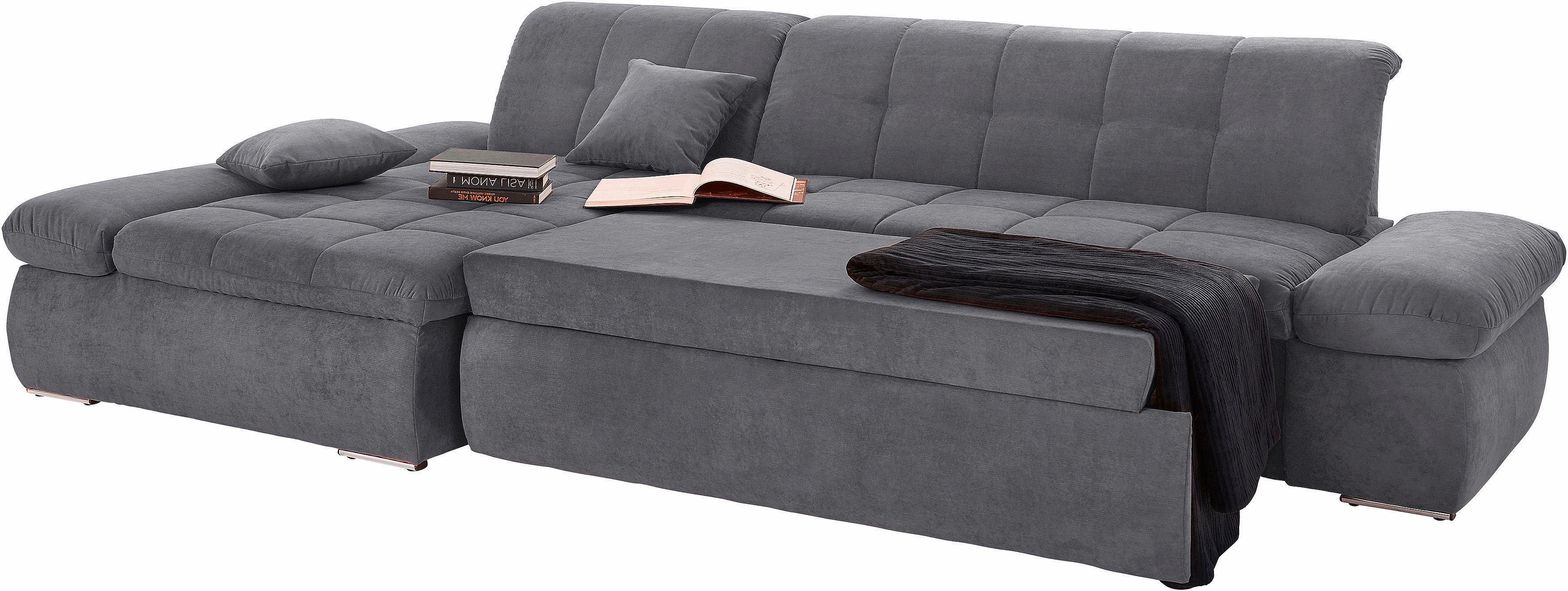 DOMO collection Hoekbank NMoric XXL, B/D/H: 300/172/80cm, L-vorm naar keuze met slaapfunctie en verstelbare armleuning