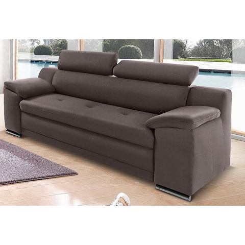 woonkamer driepersoons bankstel bruin SOFTLUX® imitatieleer SIT en MORE met verstelbare hoofdsteun