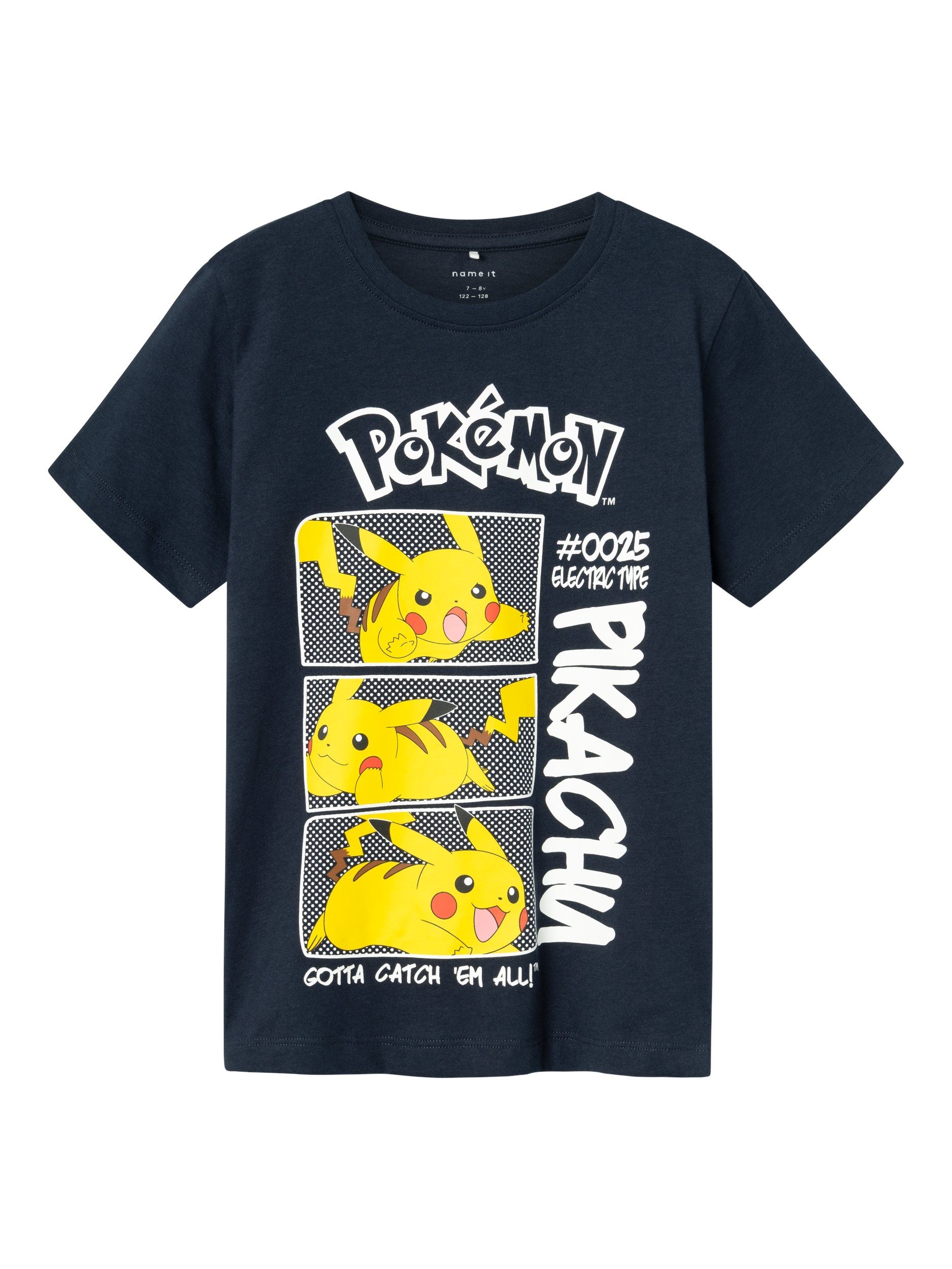 Name it KIDS Pokemon T-shirt NKMMANIANDER met printopdruk zwart Jongens Katoen Ronde hals 122 128