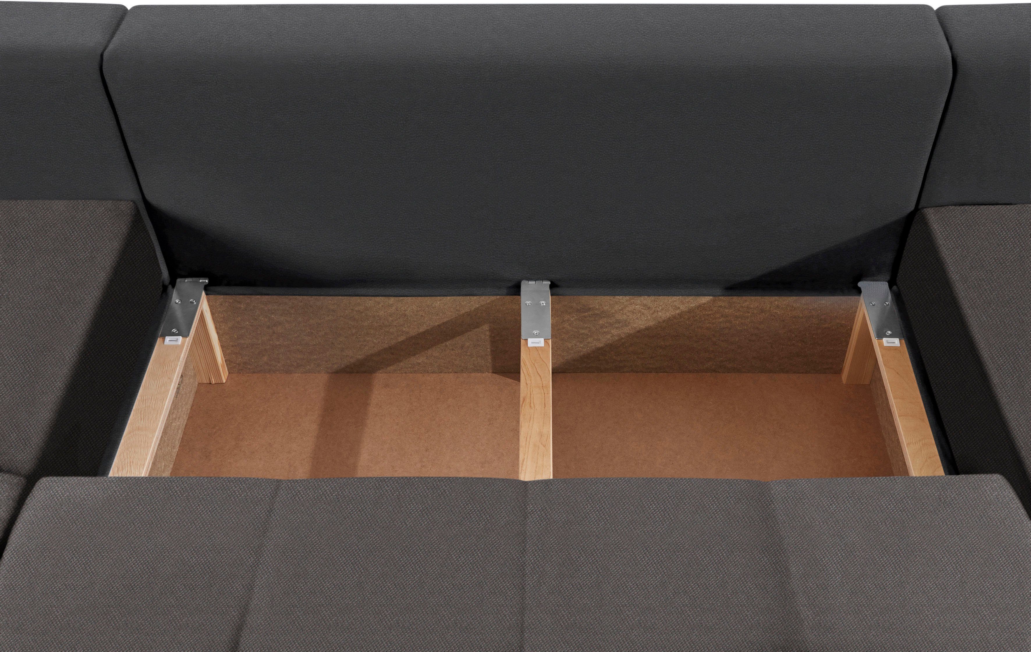 COLLECTION AB Zithoek XL-Josy U-vorm, breedte 313 cm, platweefsel, structuur, kunstleer