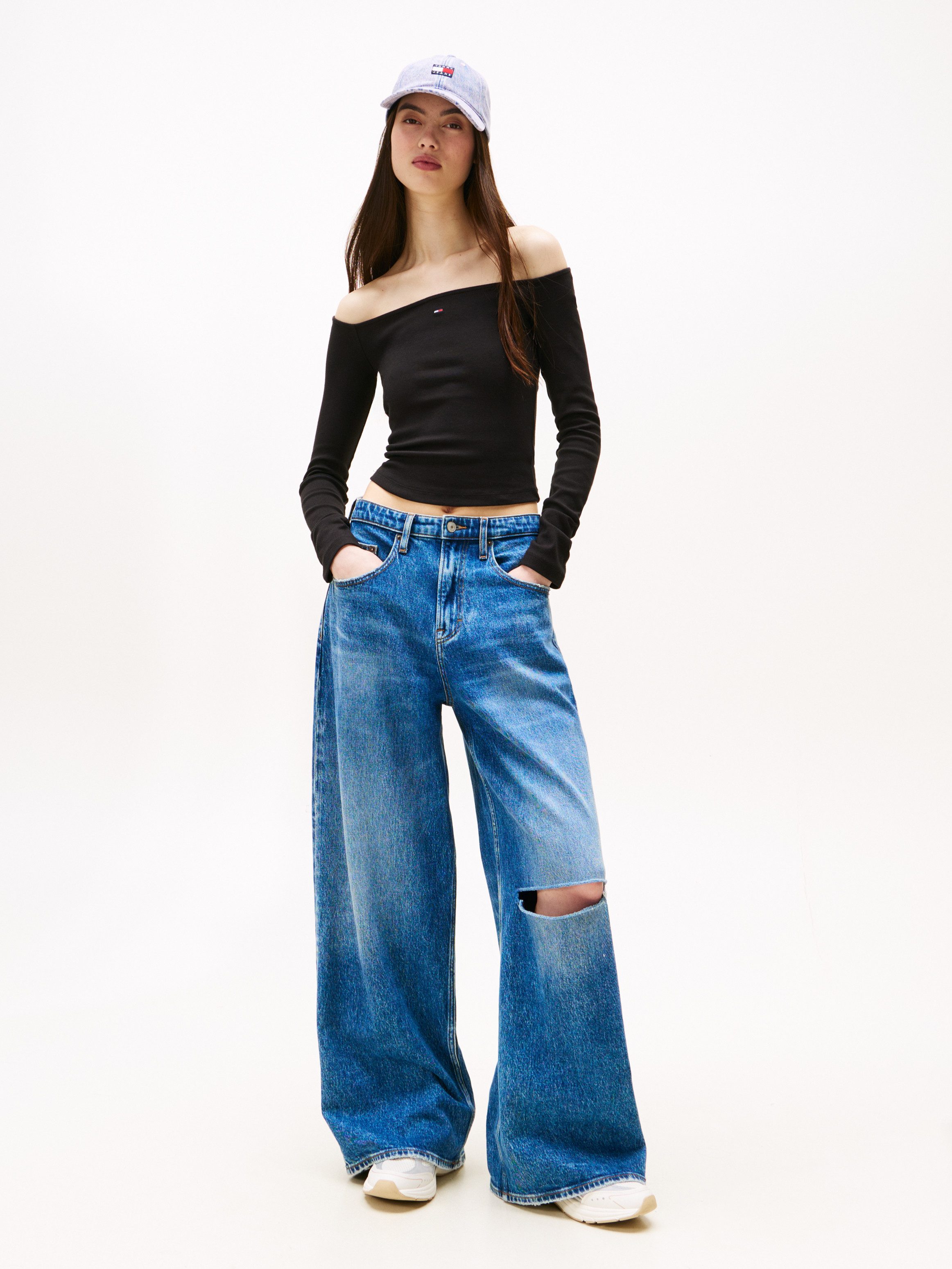TOMMY JEANS Shirt met lange mouwen TJW SLIM ESSENTIAL BOAT NECK LS