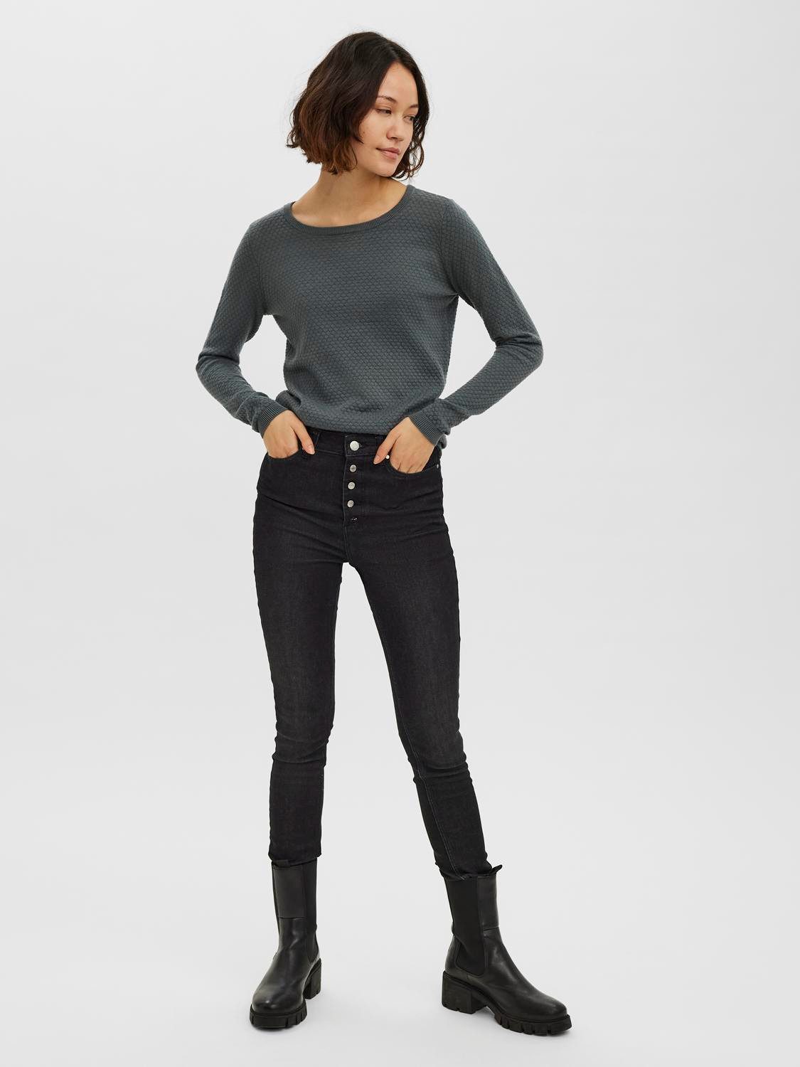 Vero Moda Trui met ronde hals VMCARE STRUCTURE LS O-NECK BLOU NOOS